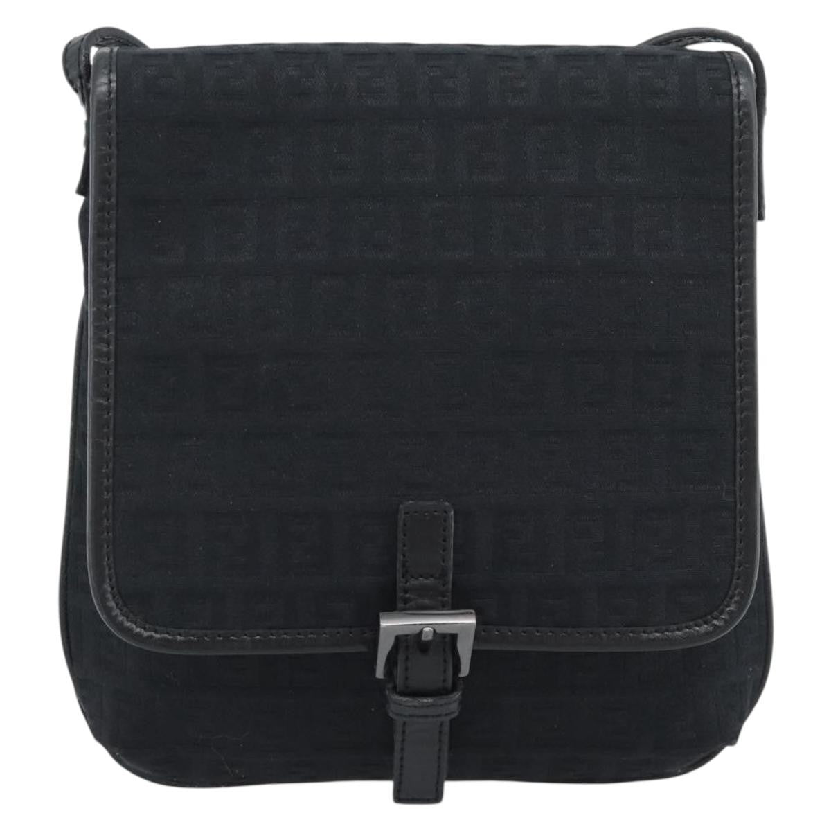 Fendi Shoulder Zucchino Canvas Black Canvas Shoulder Bag Bag (Pre-Owned)