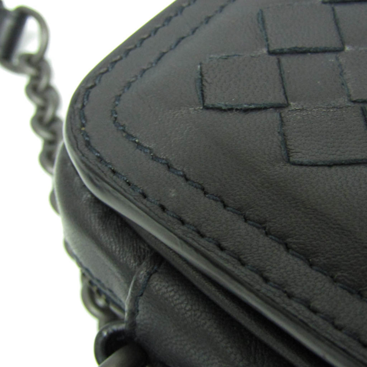 Bottega Veneta Belt Flap Camera Intrecciato Nappa Navy Leather Shoulder Bag Bag (Pre-Owned)