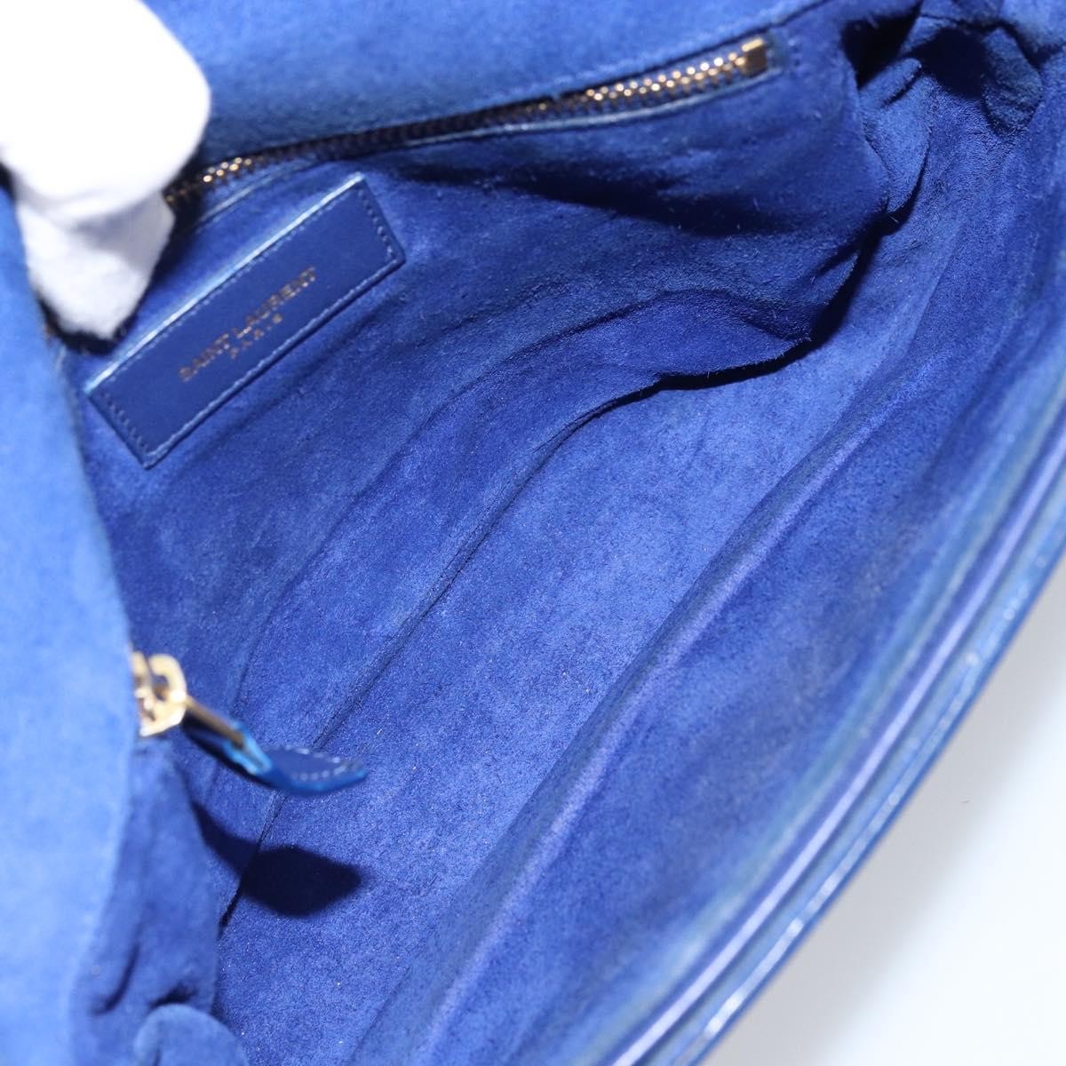Saint Laurent Chyc Flap Leather Blue Leather Shoulder Bag Bag (Pre-Owned)