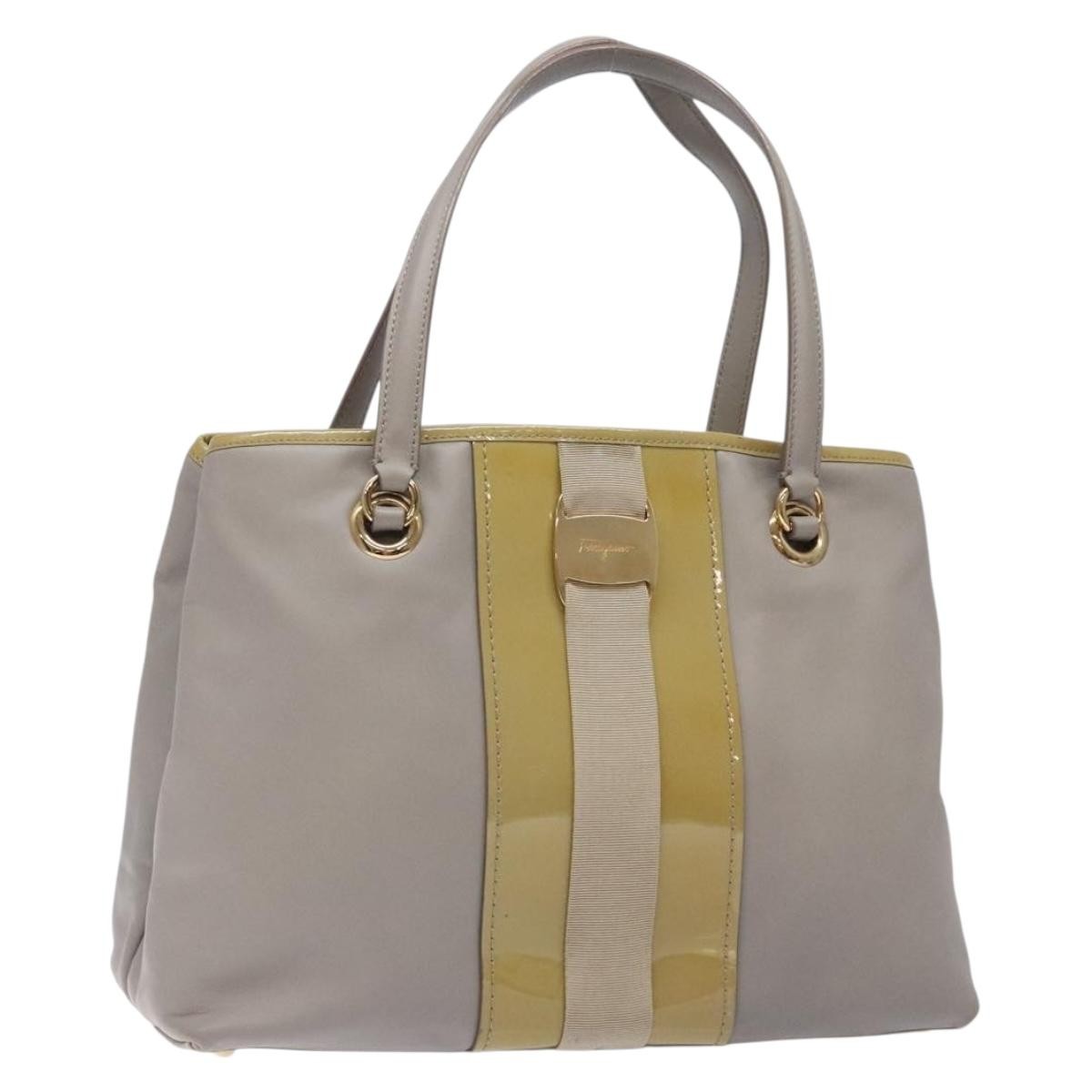 Salvatore Ferragamo Vala Leather Gray Leather Handbag (Pre-Owned)