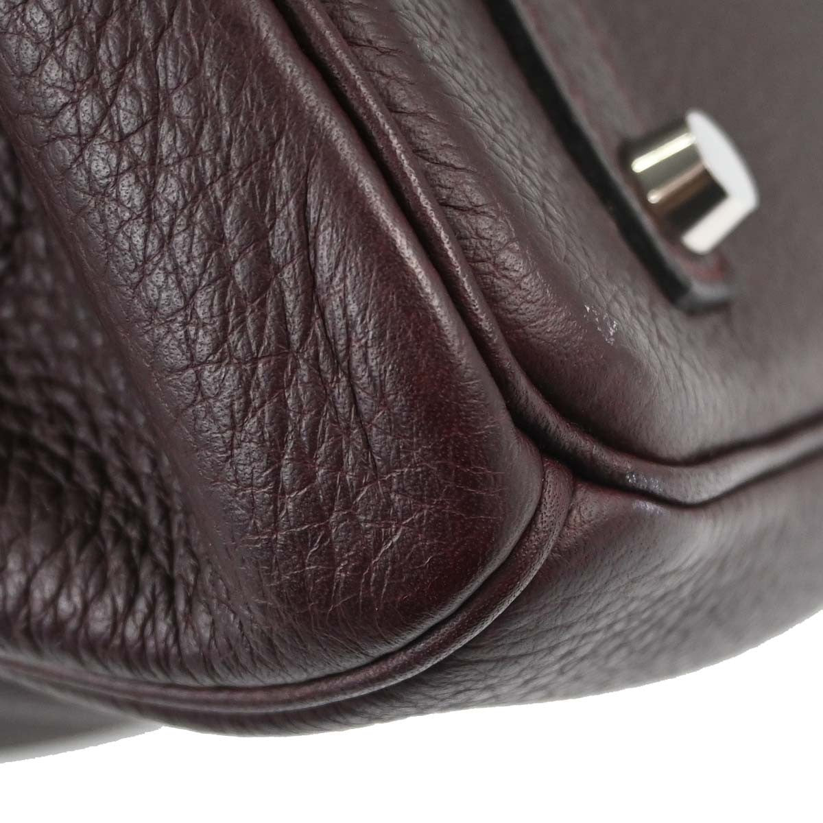 Hermes Birkin Purple Togo With Palladium Hardware Burgundy Leather Handbag (Pre-Owned)
