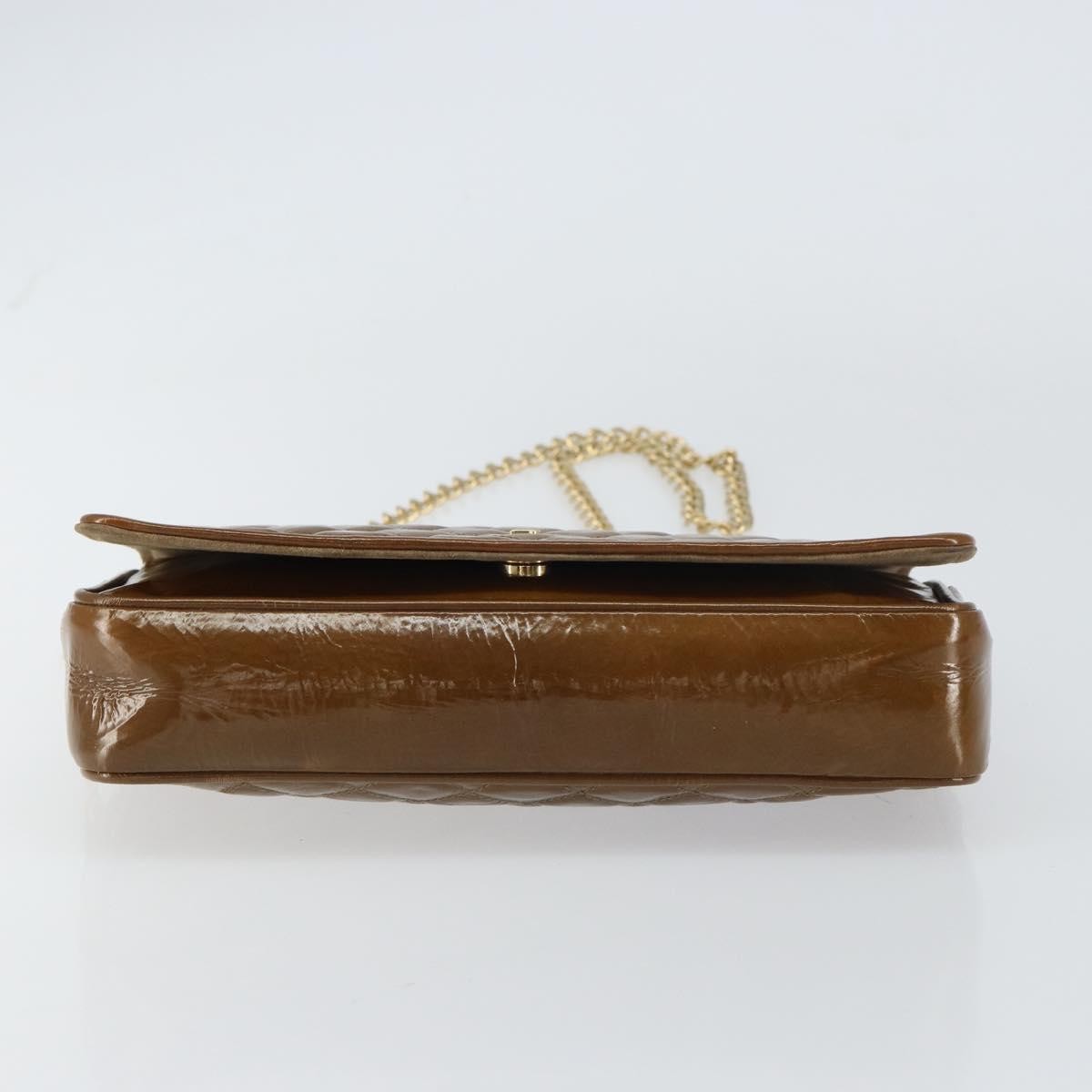 Bally Vintage Chain Quilted Patent Leather Brown Patent_Leather Shoulder Bag Bag (Pre-Owned)