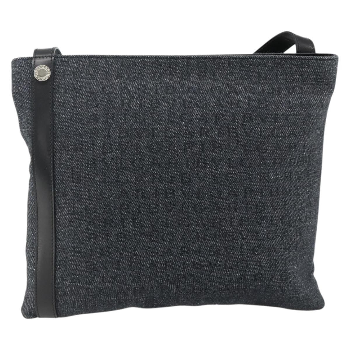 Bvlgari Logomania Canvas Blue Canvas Shoulder Bag Bag (Pre-Owned)