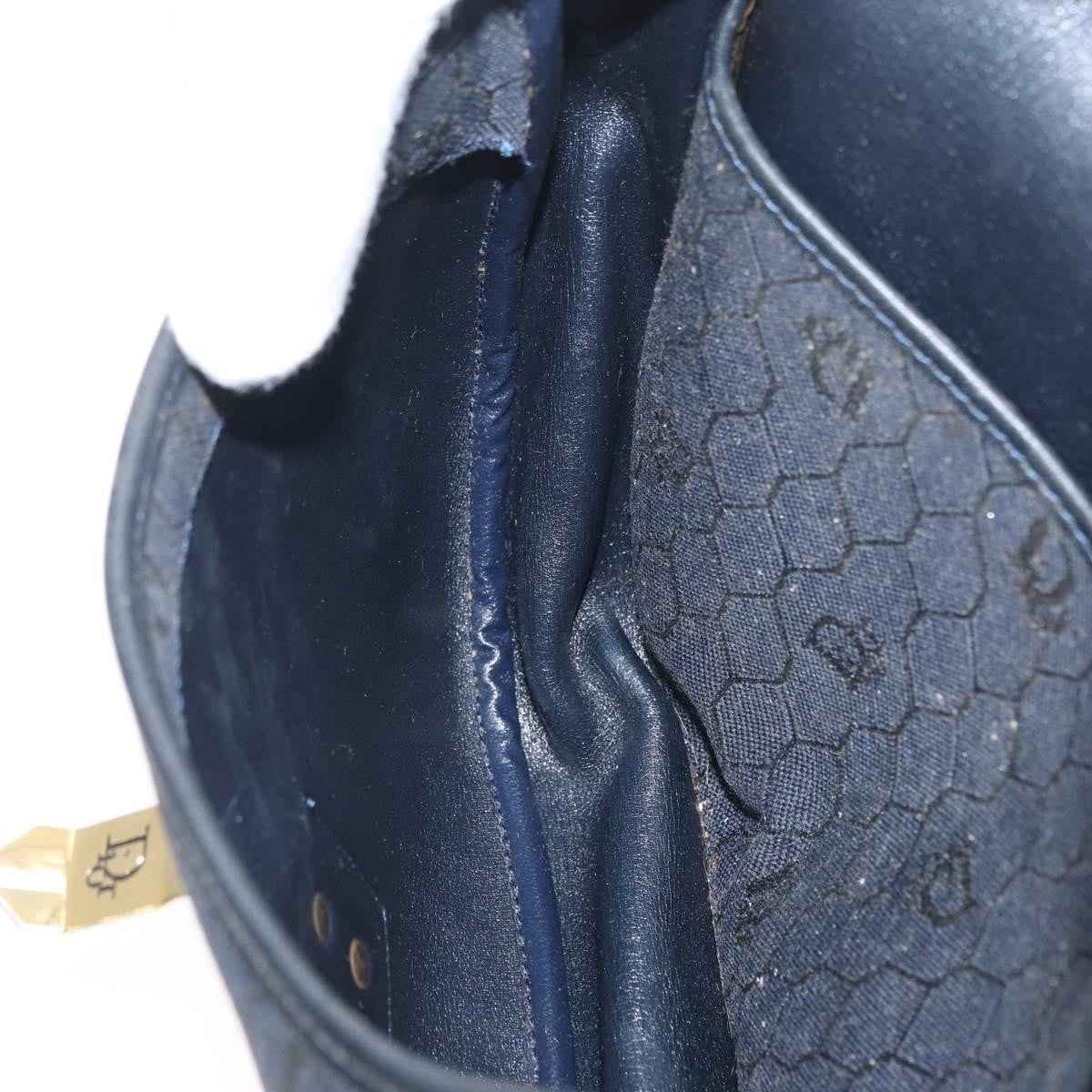 Christian Dior Vintage Honeycomb Flap Canvas And Leather Black Canvas Shoulder Bag Bag (Pre-Owned)