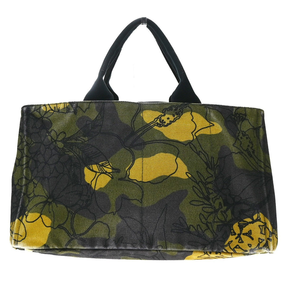 Prada Canapa Printed Canvas Green Canvas Tote Bag Bag (Pre-Owned)