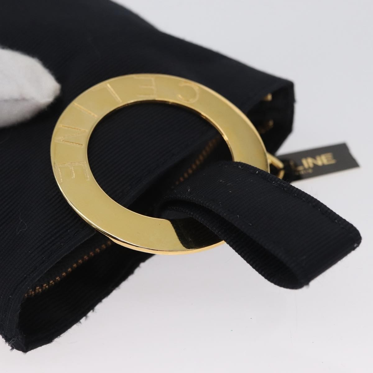 Celine Circle Logo Pouch Canvas Black Canvas Clutche & Pouche Bag (Pre-Owned)