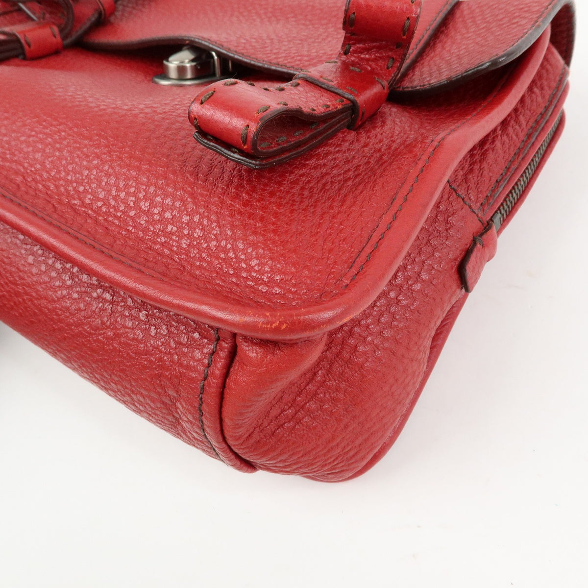 Prada Shoulder Leather Red Leather Shoulder Bag Bag (Pre-Owned)