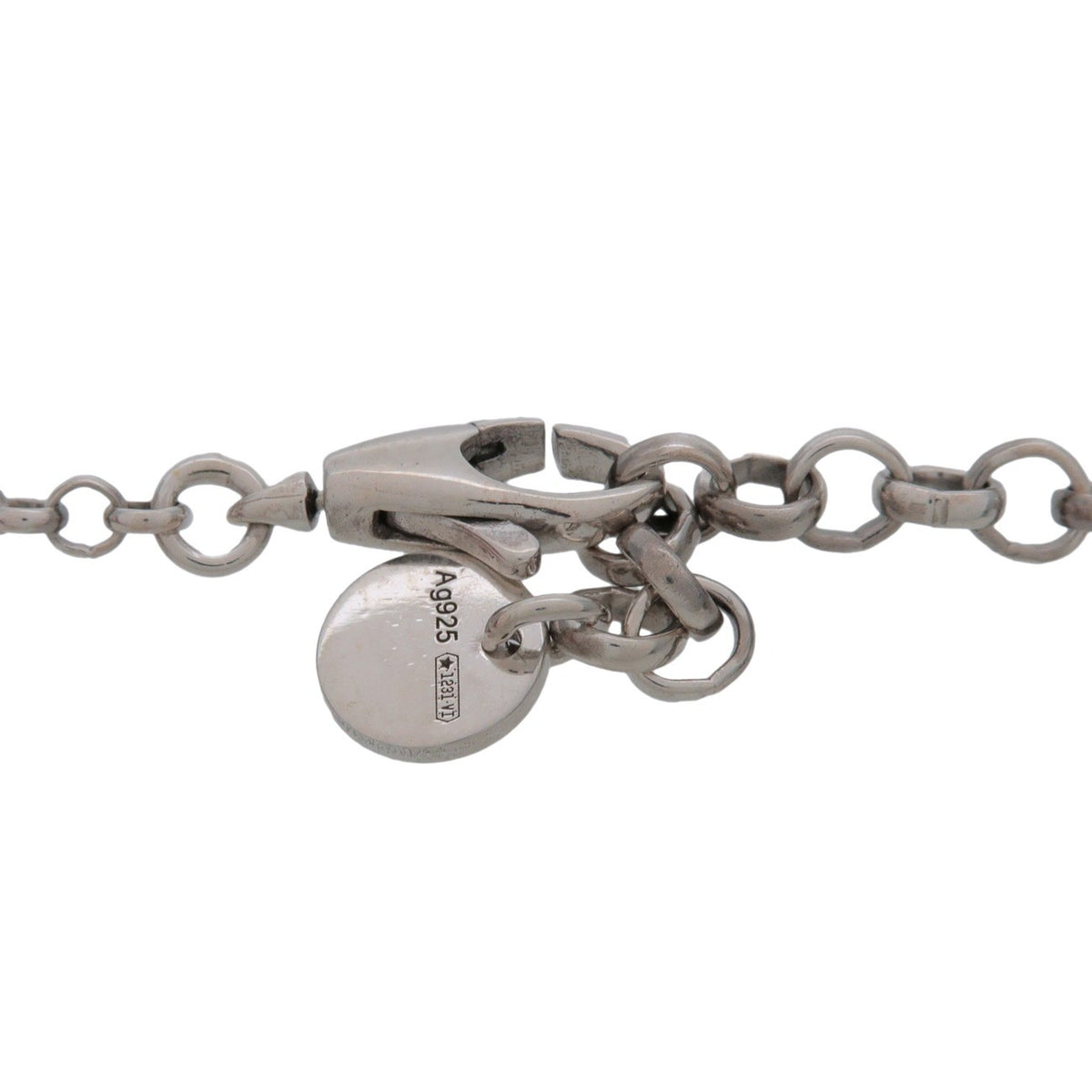 Gucci Engraved Interlocking G Chain Link Pendant Sterling Silver Silver Silver Necklace Jewelry (Pre-Owned)