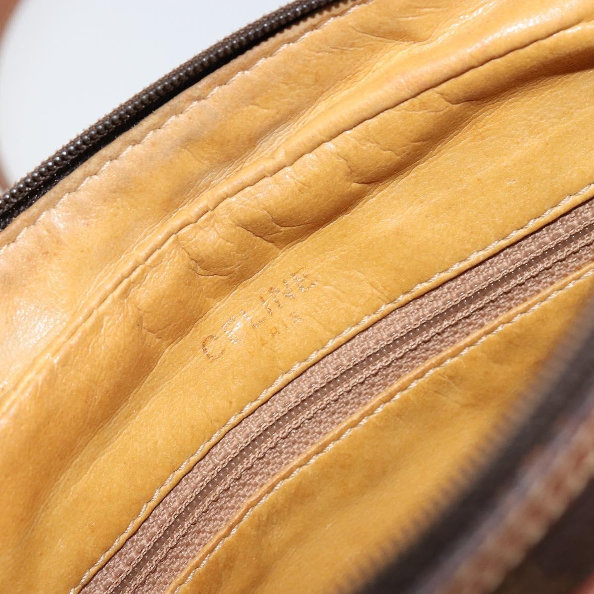Celine Vintage Macadam Canvas And Leather Brown Canvas Shoulder Bag Bag (Pre-Owned)