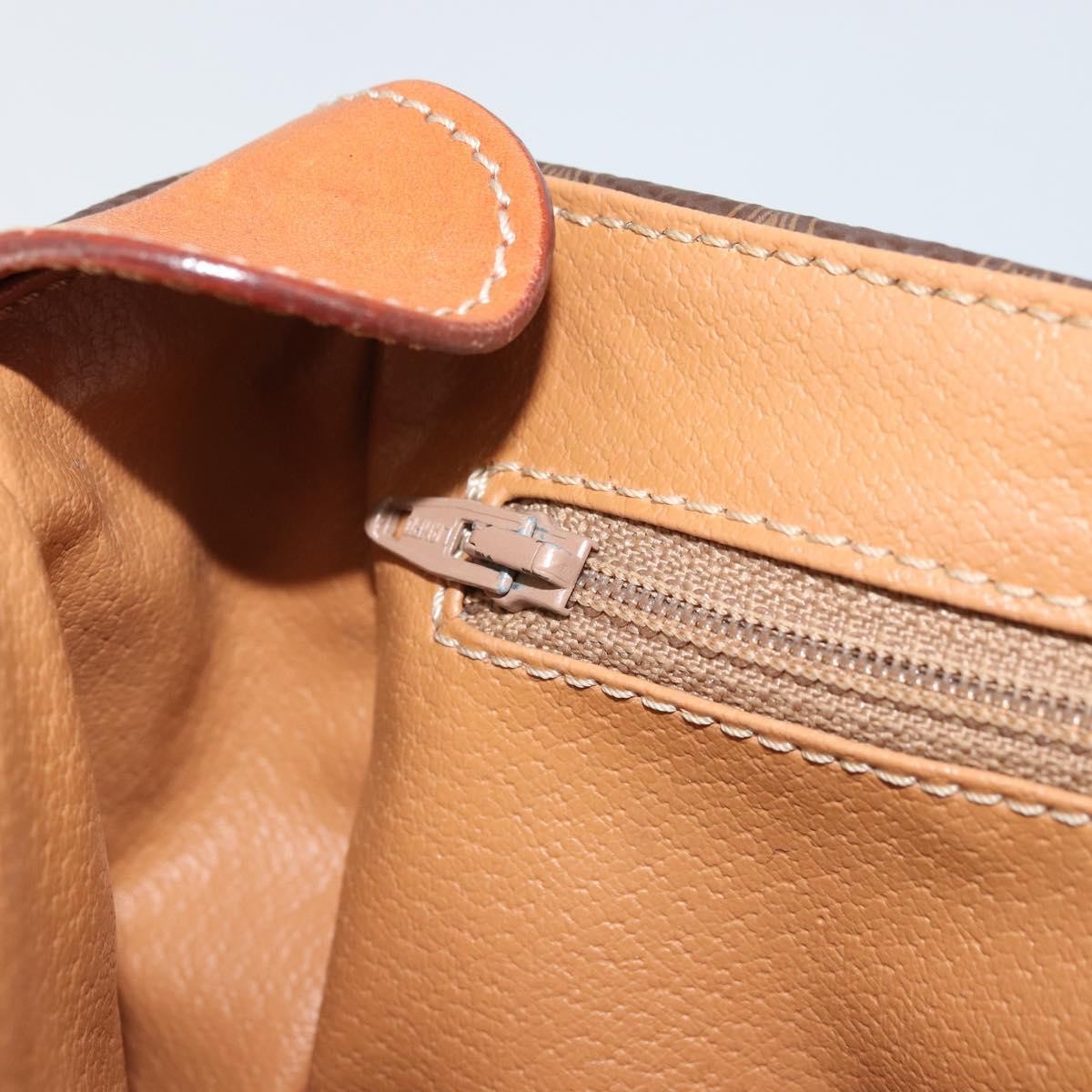 Celine Vintage Macadam Canvas And Leather Brown Canvas Shoulder Bag Bag (Pre-Owned)