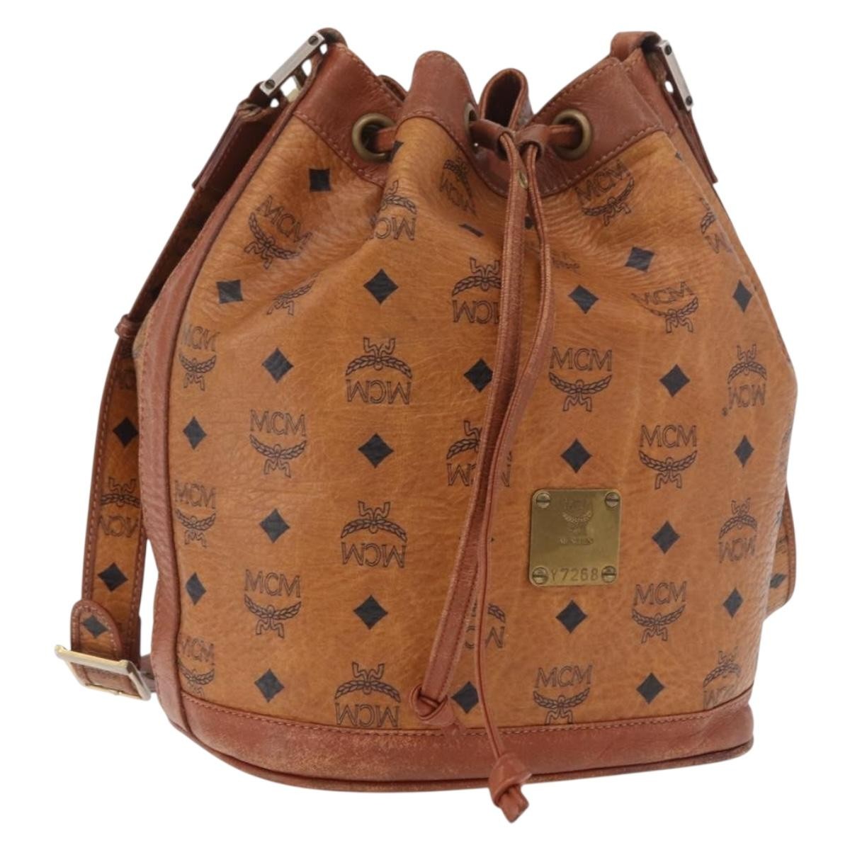 MCM Drawstring Leather Brown Leather Shoulder Bag Bag (Pre-Owned)