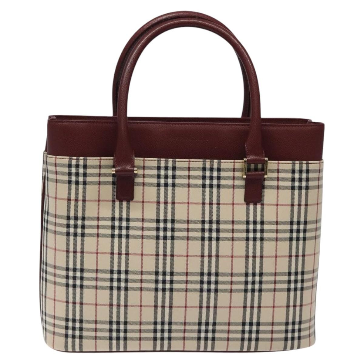 Burberry Nova Check Tote Canvas And Leather Beige Canvas Tote Bag Bag (Pre-Owned)