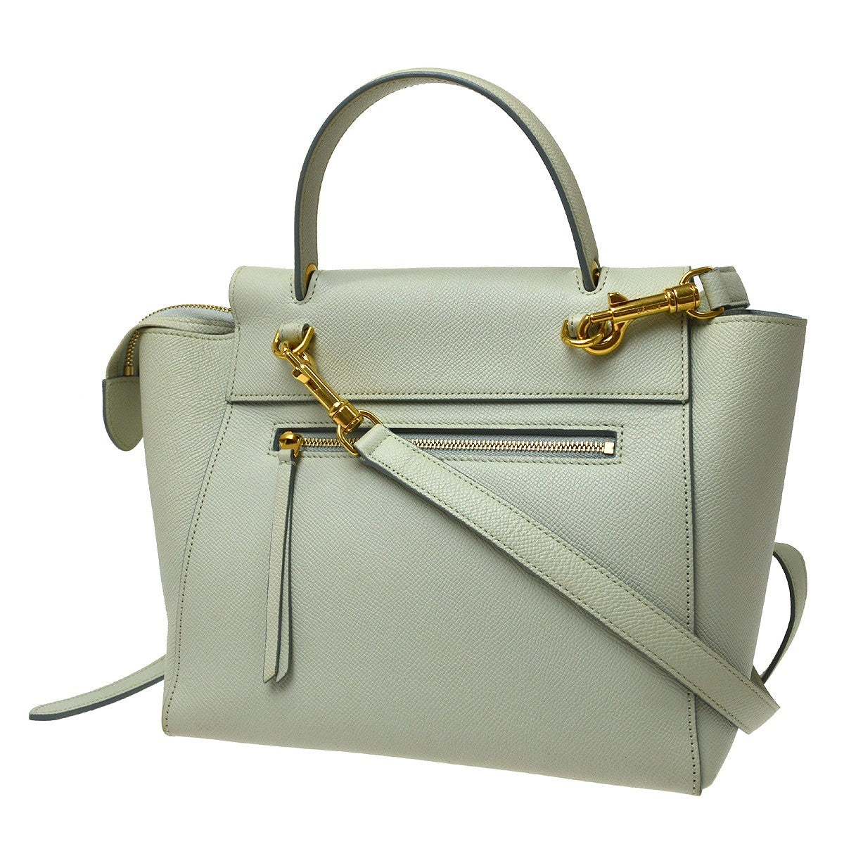 Celine Belt Textured Leather Blue Leather Handbag (Pre-Owned)