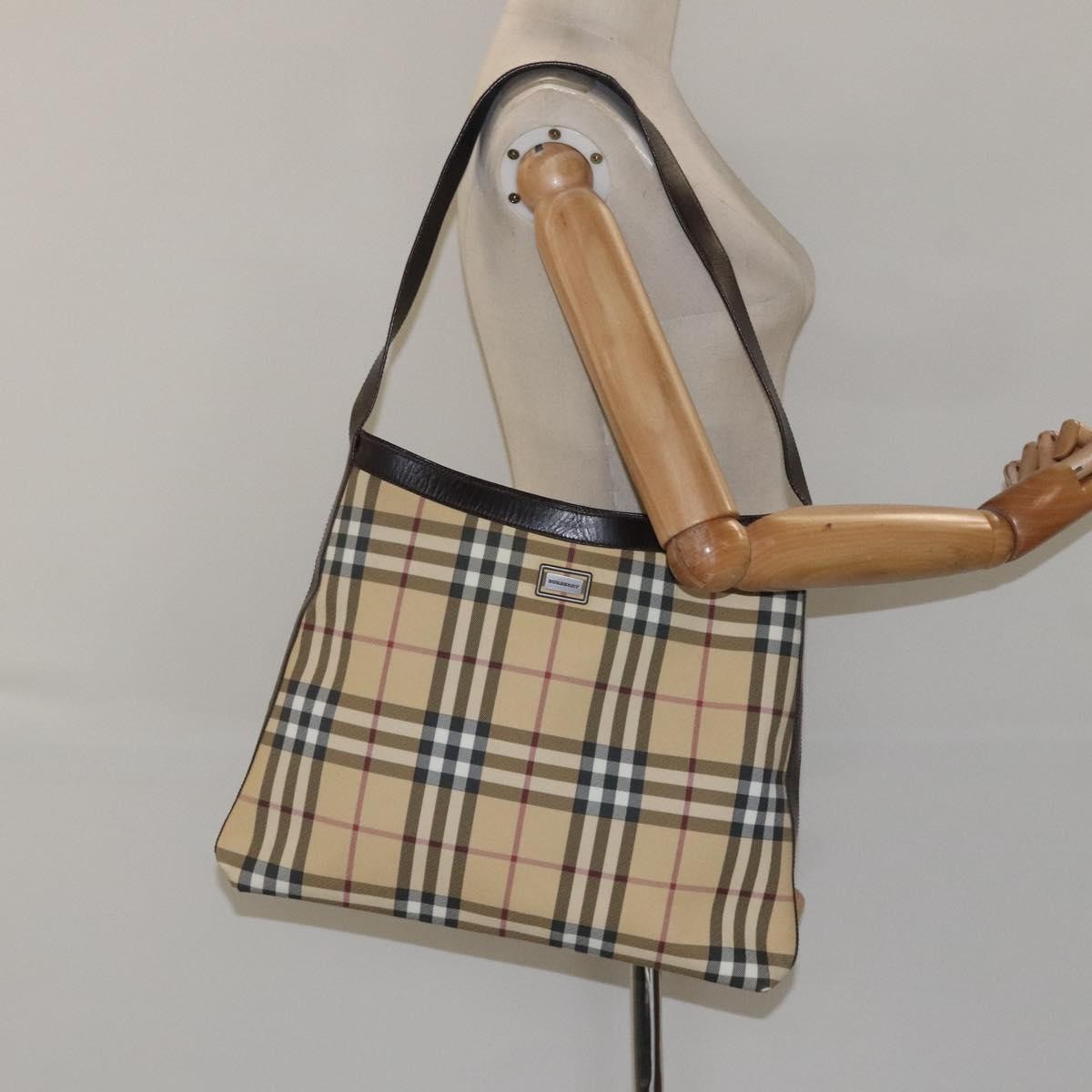 Burberry Nova Check Canvas And Leather Beige Canvas Shoulder Bag Bag (Pre-Owned)