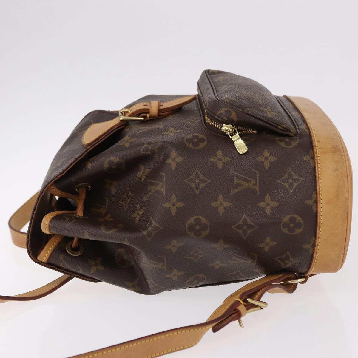 Louis Vuitton Montsouris Monogram Washed Denim Brown Canvas Backpack Bag (Pre-Owned)