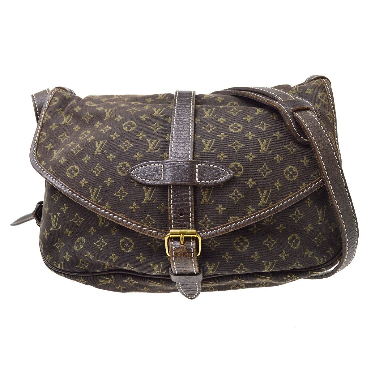 Louis Vuitton Saumur Mini Lin Brown Canvas Shoulder Bag Bag (Pre-Owned)