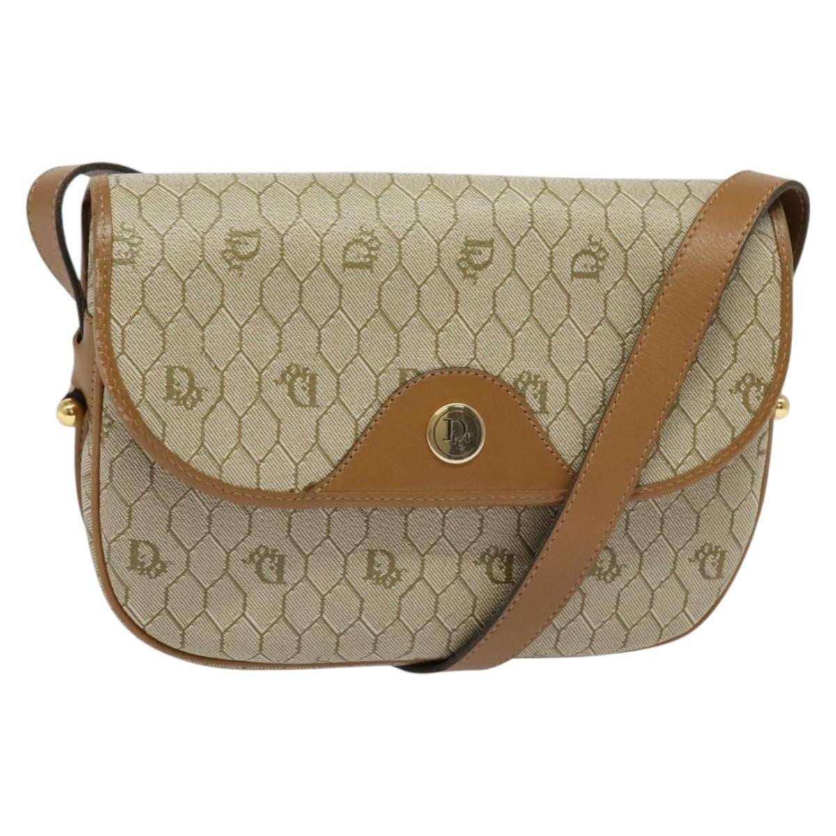 Christian Dior Vintage Honeycomb Canvas Beige Canvas Shoulder Bag Bag (Pre-Owned)