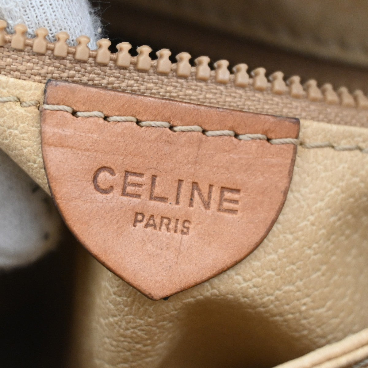 Celine Vintage Macadam Canvas Beige Canvas Shoulder Bag Bag (Pre-Owned)