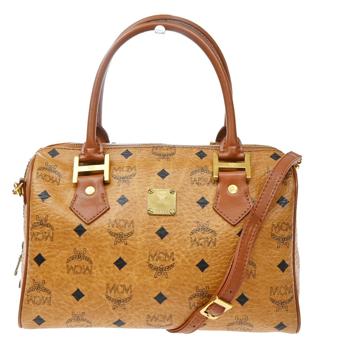MCM Visetos Logogramme Canvas And Leather Brown Leather Handbag (Pre-Owned)