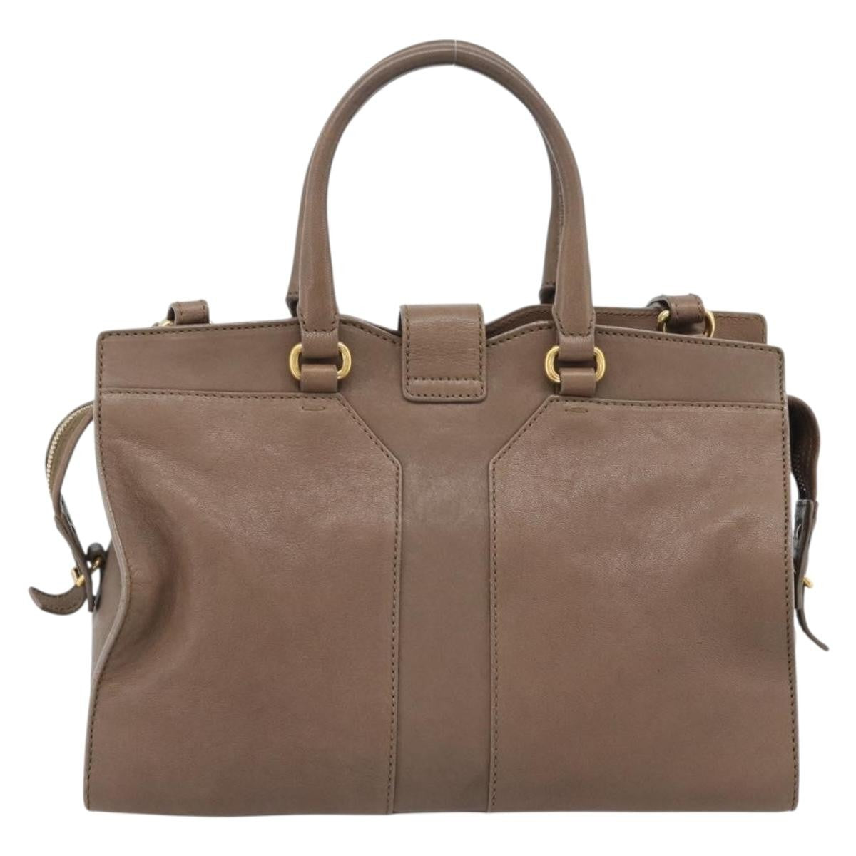 Saint Laurent Chyc Cabas Leather Brown Leather Tote Bag Bag (Pre-Owned)