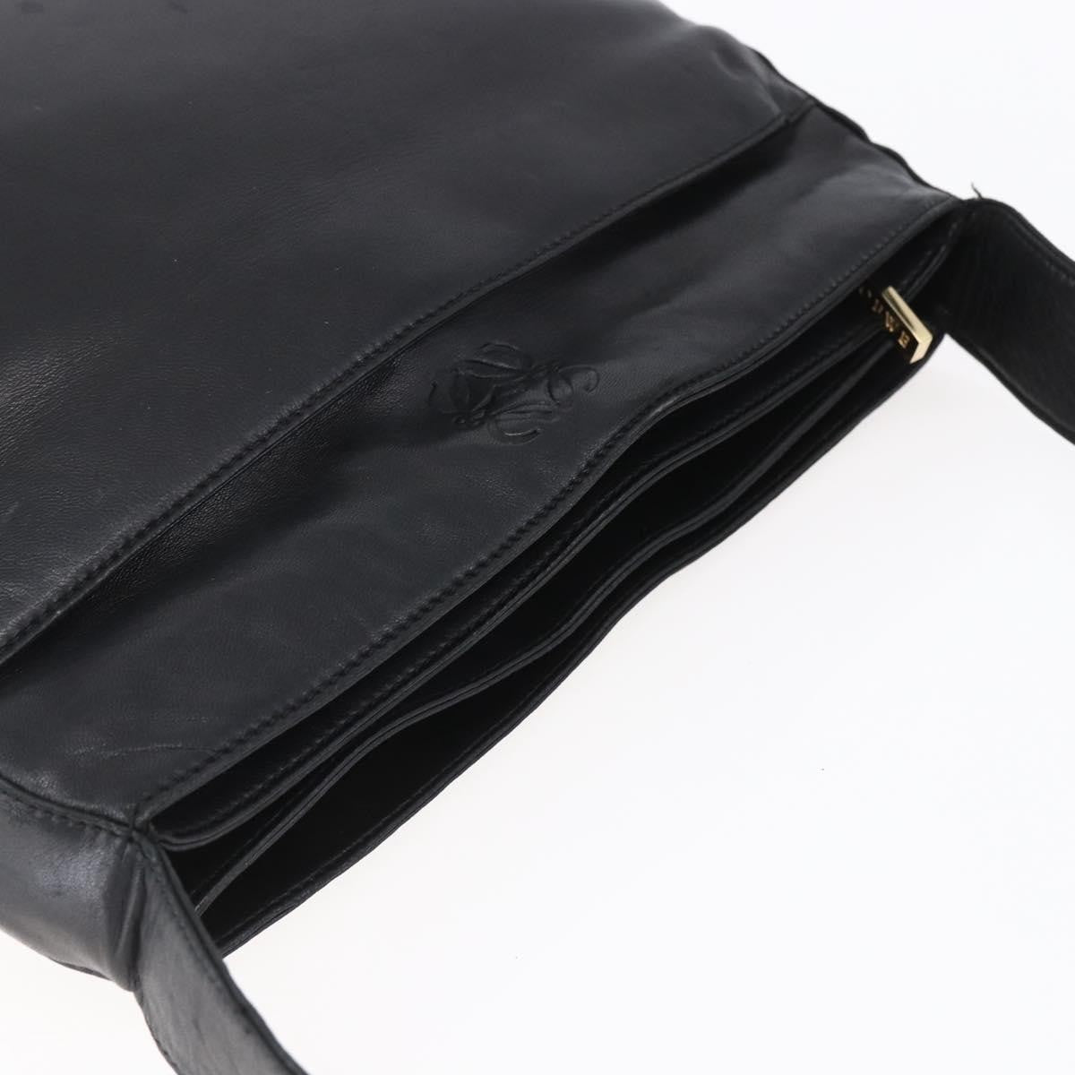 Loewe Anagram Leather Black Leather Shoulder Bag Bag (Pre-Owned)