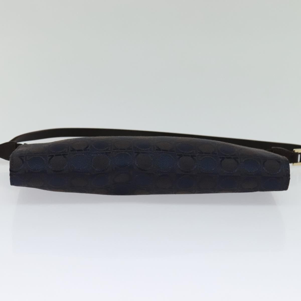 Salvatore Ferragamo Gancini Canvas Navy Canvas Handbag (Pre-Owned)