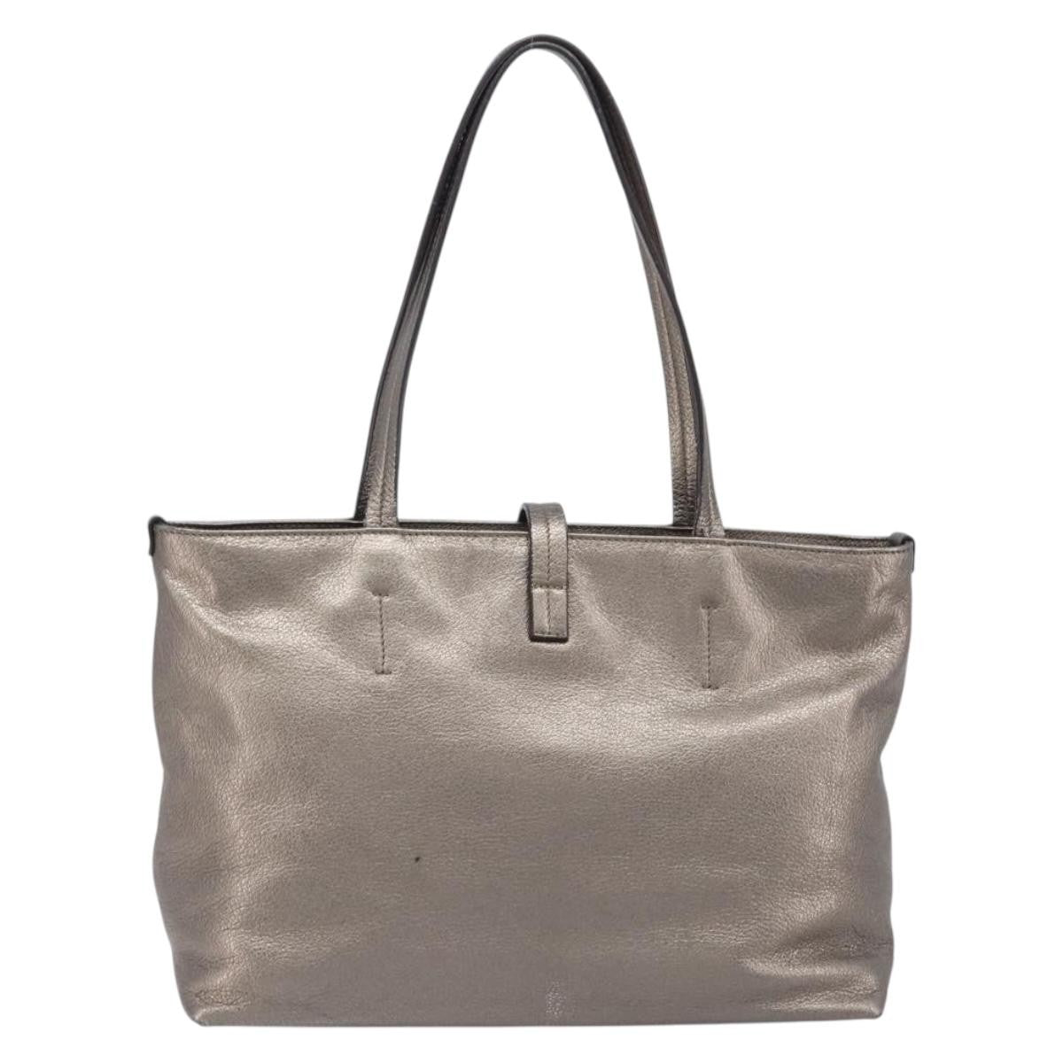 Salvatore Ferragamo Vala Tote Leather Silver Leather Tote Bag Bag (Pre-Owned)