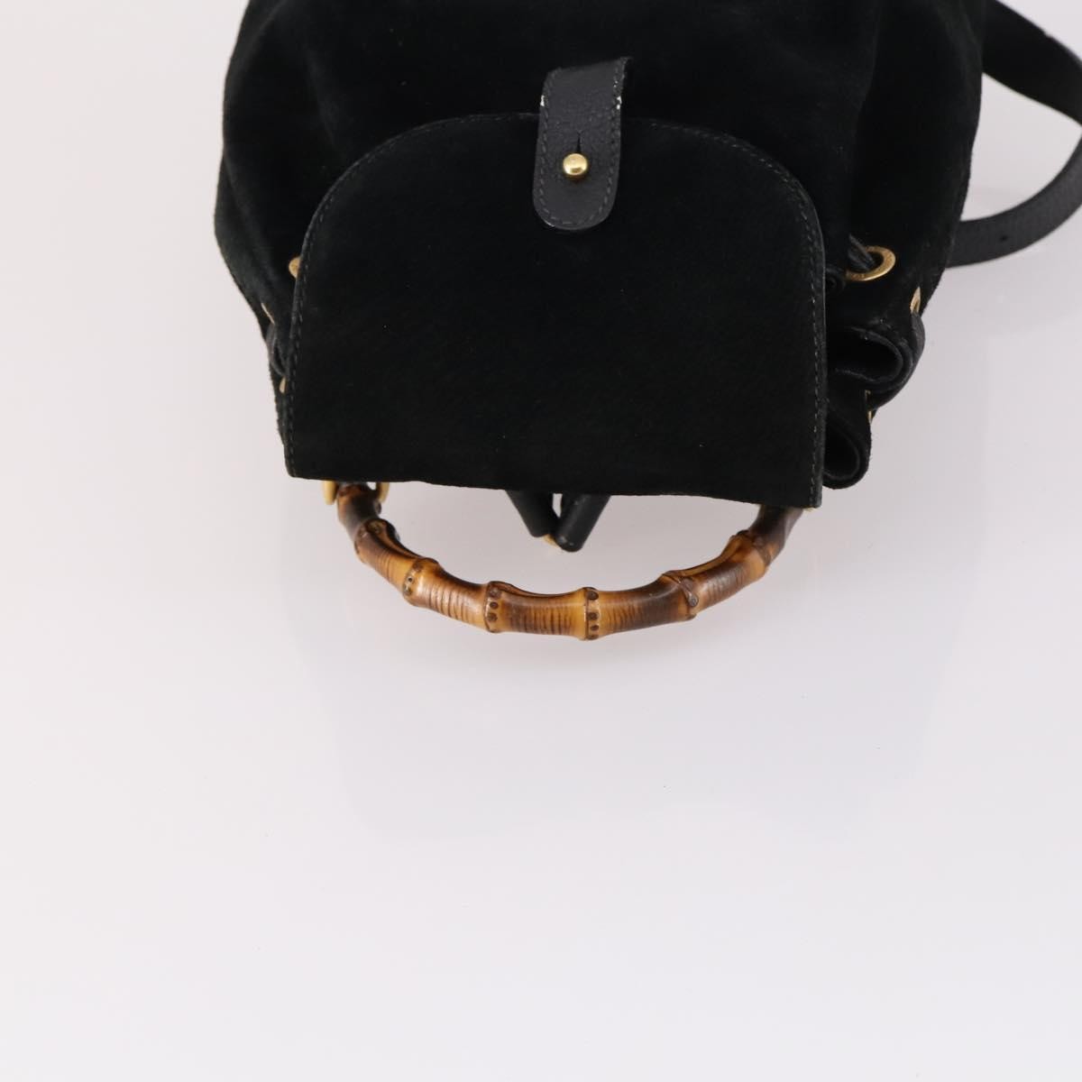 Gucci Vintage Bamboo Suede Black Suede Backpack Bag (Pre-Owned)