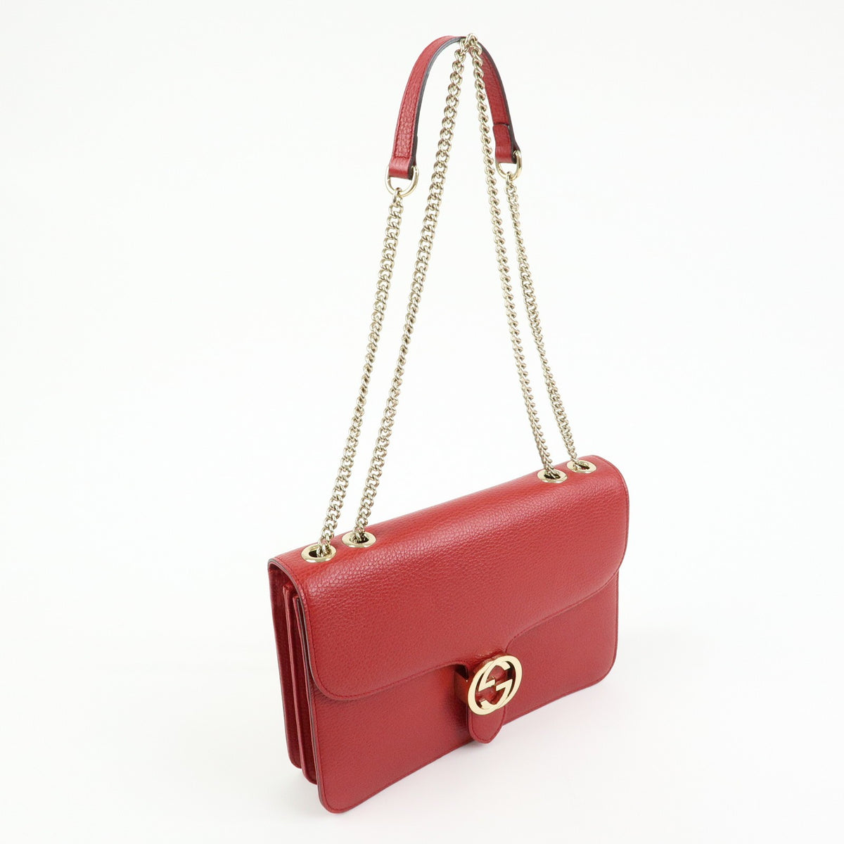 Gucci Interlocking Leather Red Leather Shoulder Bag Bag (Pre-Owned)