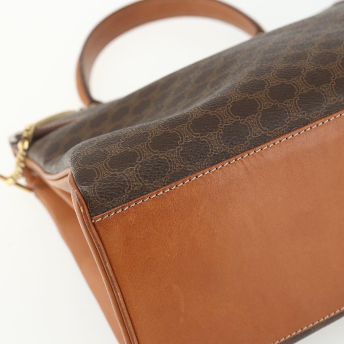 Celine Vintage Macadam Canvas And Leather Brown Canvas Handbag (Pre-Owned)