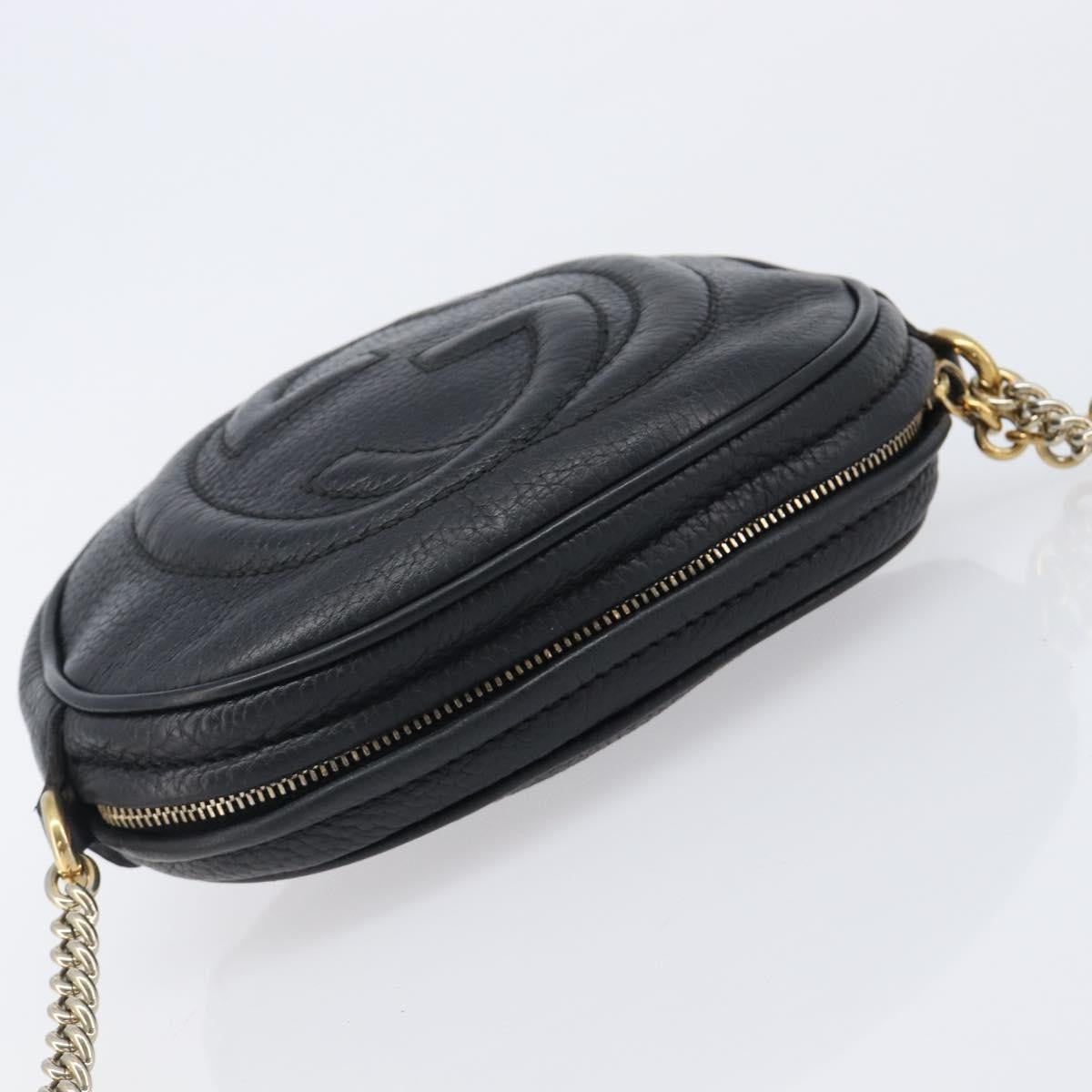 Gucci Soho Chain Leather Black Leather Handbag (Pre-Owned)