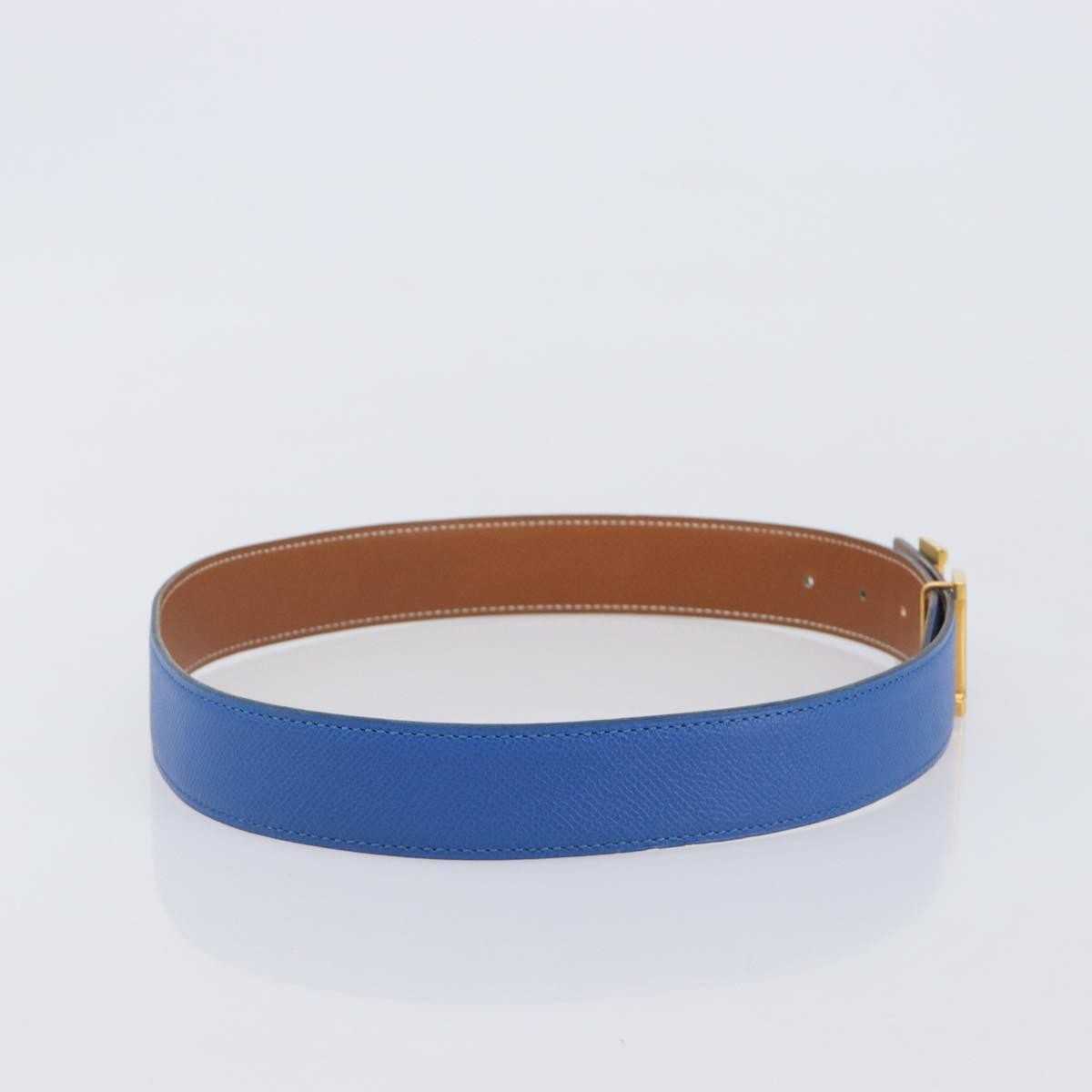 Hermes Constance Reversible Belt Leather Blue Leather Belts Accessory (Pre-Owned)