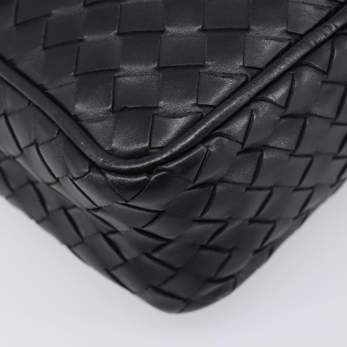 Bottega Veneta Front Pocket Messenger Intrecciato Nappa Black Leather Shoulder Bag Bag (Pre-Owned)