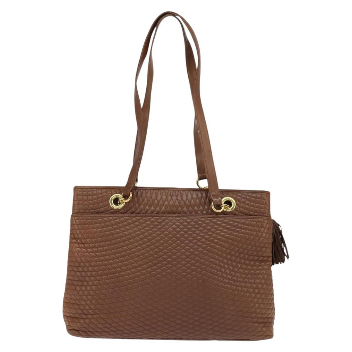 Bally Vintage Leather Brown Leather Tote Bag Bag (Pre-Owned)