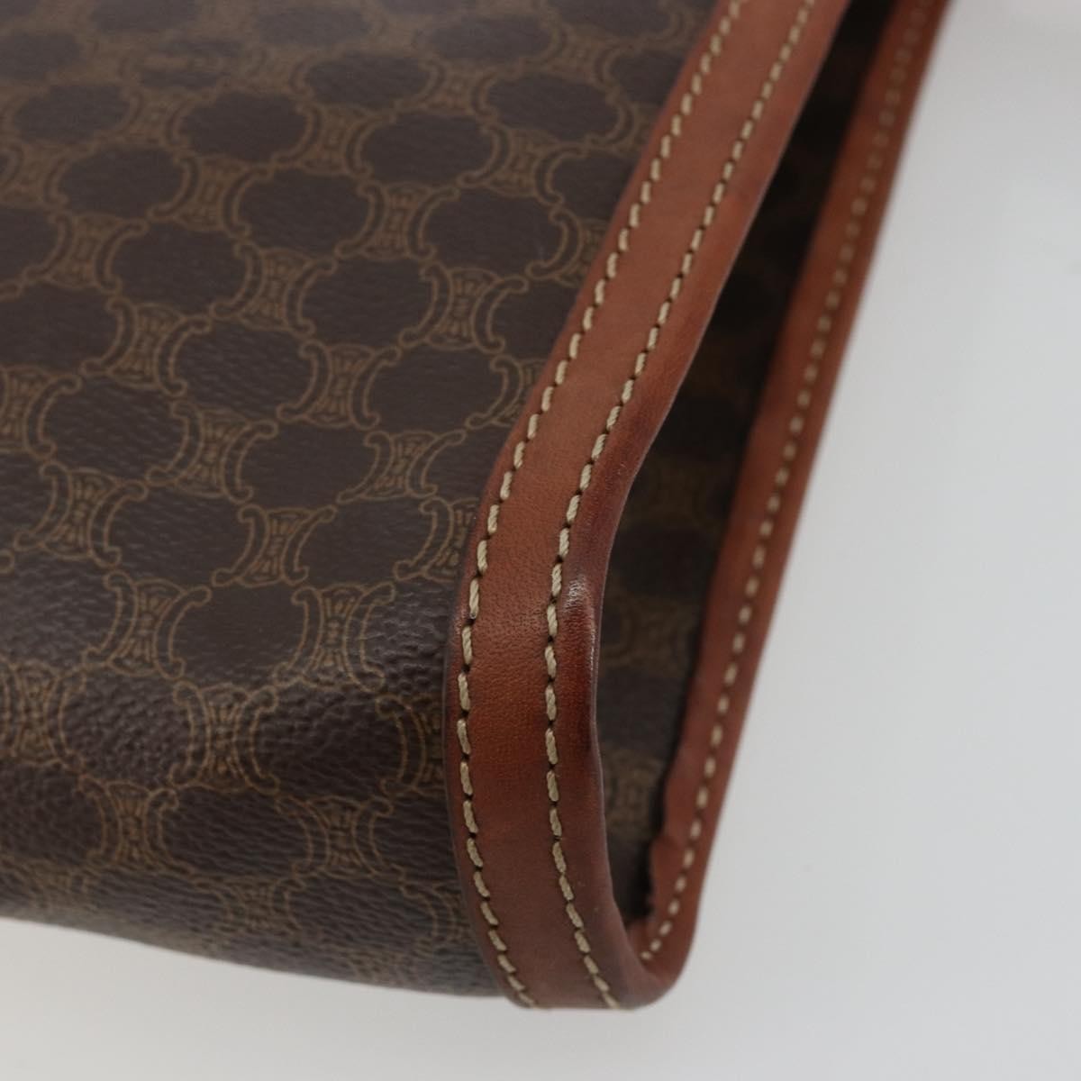 Celine Logo Triomphe Canvas And Leather Brown Canvas Clutche & Pouche Bag (Pre-Owned)