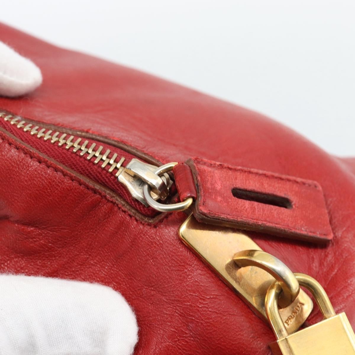 Prada Promenade Saffiano Leather Red Leather Handbag (Pre-Owned)