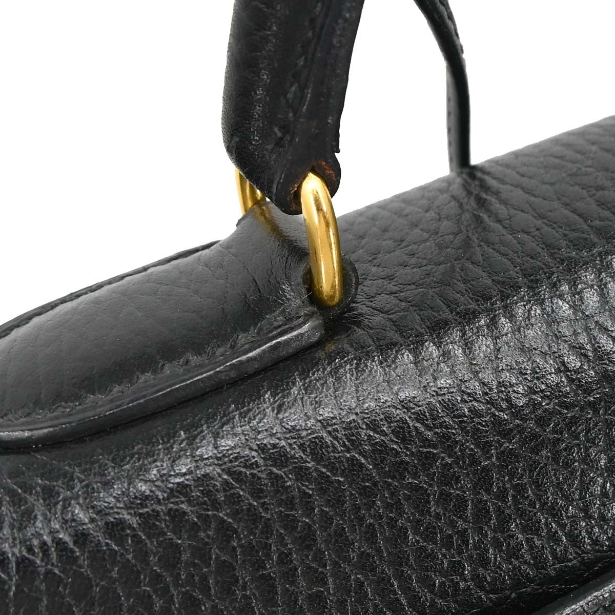 Hermes Kelly Black Ardennes With Gold Hardware Black Leather Handbag (Pre-Owned)