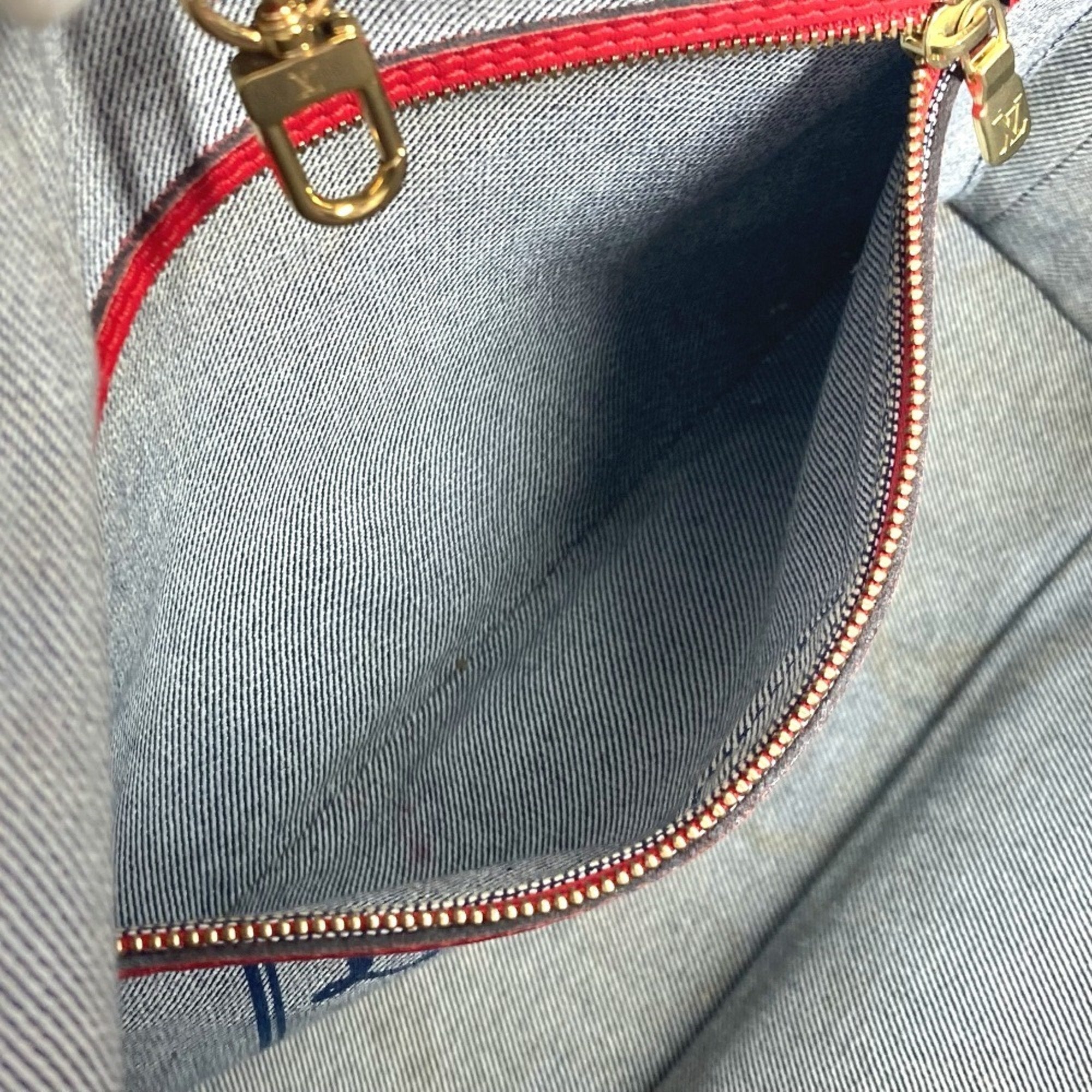 Louis Vuitton Neverfull Tote Damier And Monogram Patchwork Denim Blue Denim_Jeans Shoulder Bag Bag (Pre-Owned)