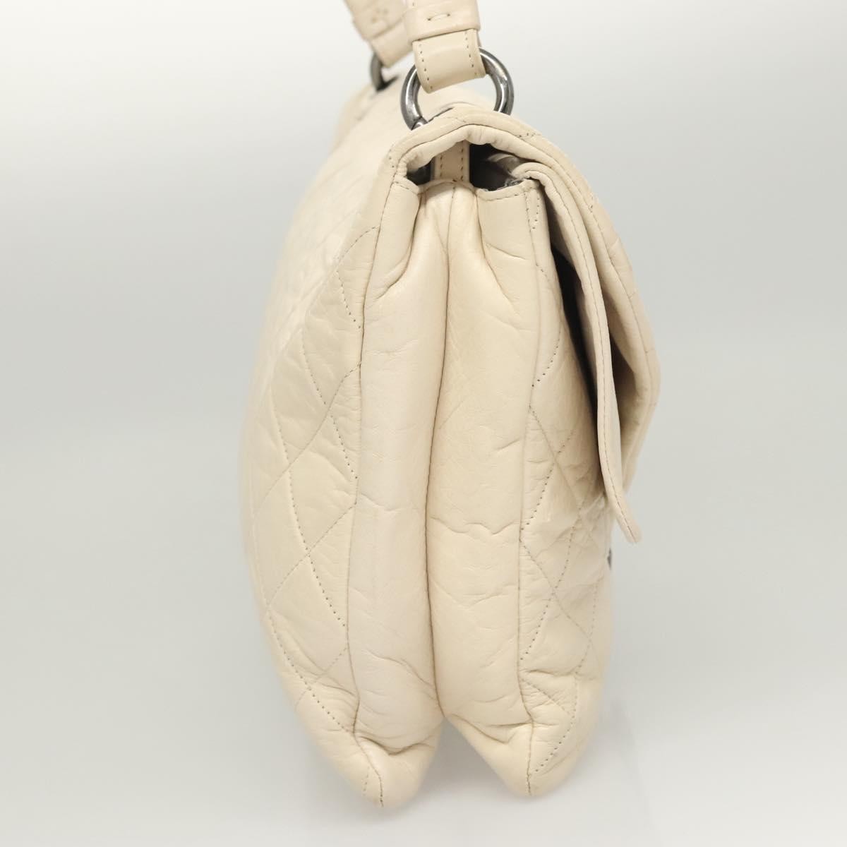Chanel Padded Envelope Flap Quilted Aged Calfskin White Leather Shoulder Bag Bag (Pre-Owned)
