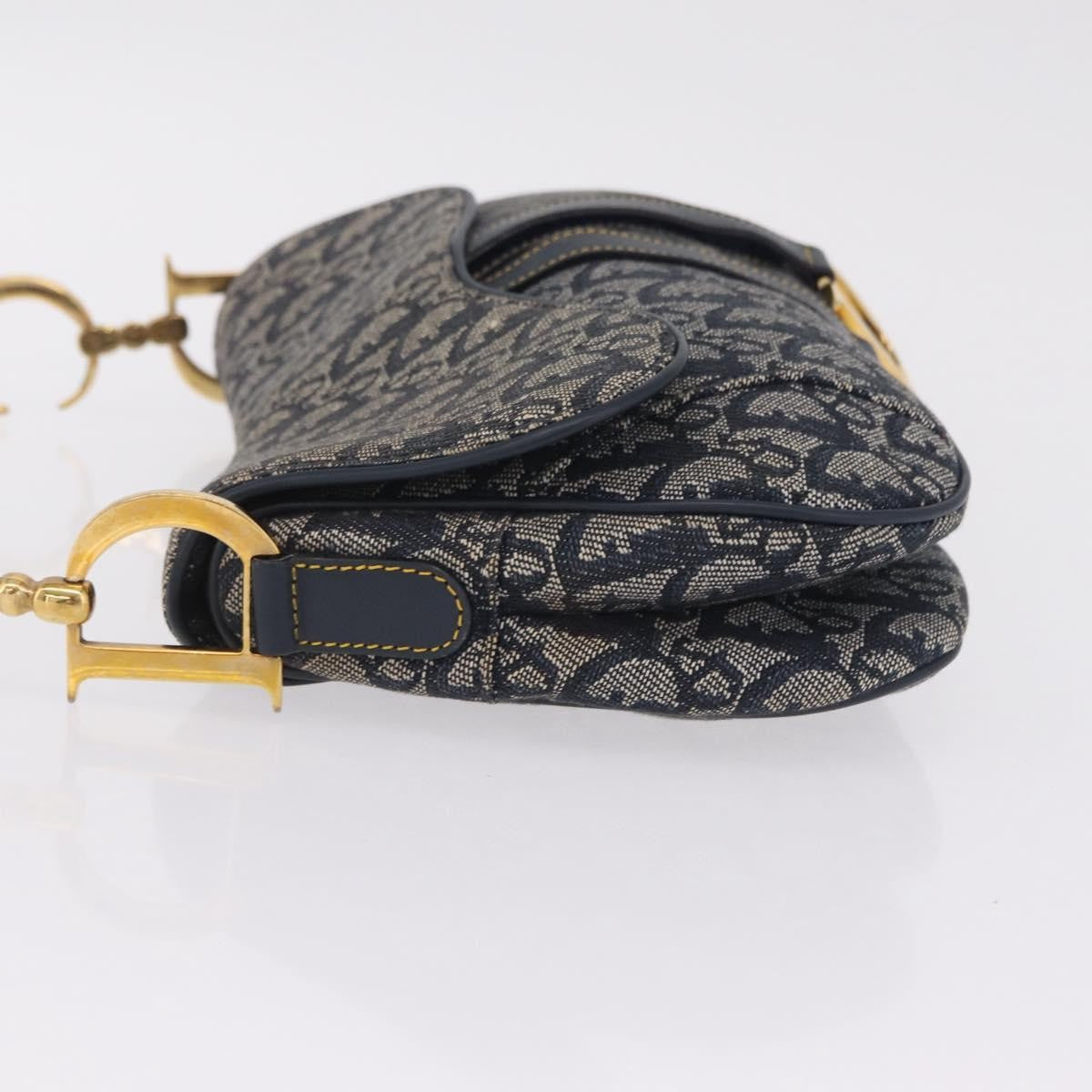 Christian Dior Vintage Double Saddle Diorissimo Canvas Navy Canvas Handbag (Pre-Owned)