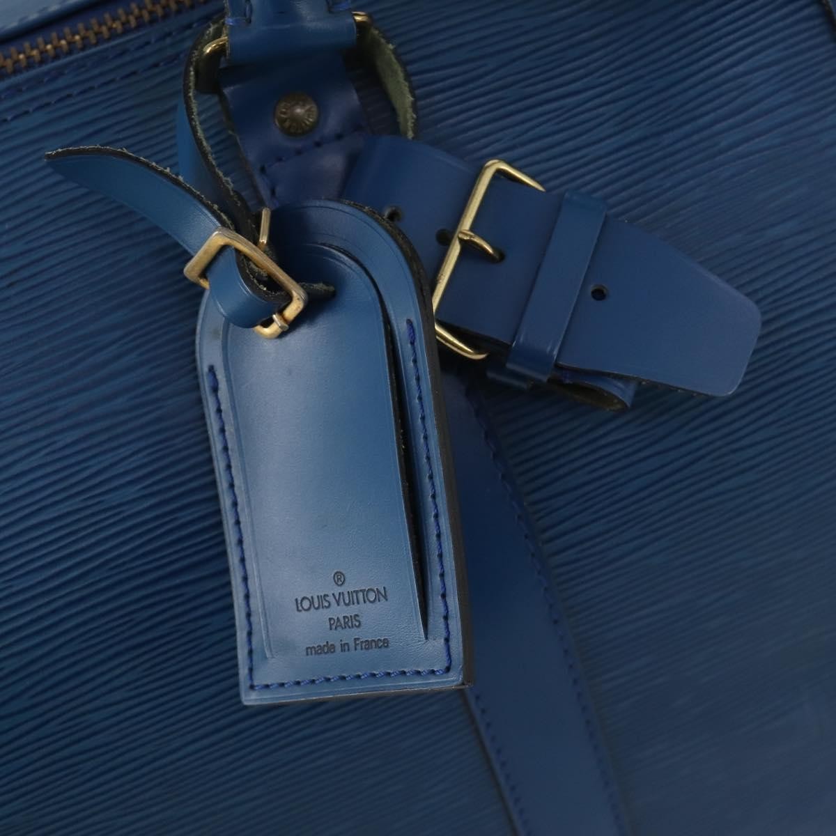 Louis Vuitton Keepall Bag Epi Leather Blue Leather Travel Bag Bag (Pre-Owned)