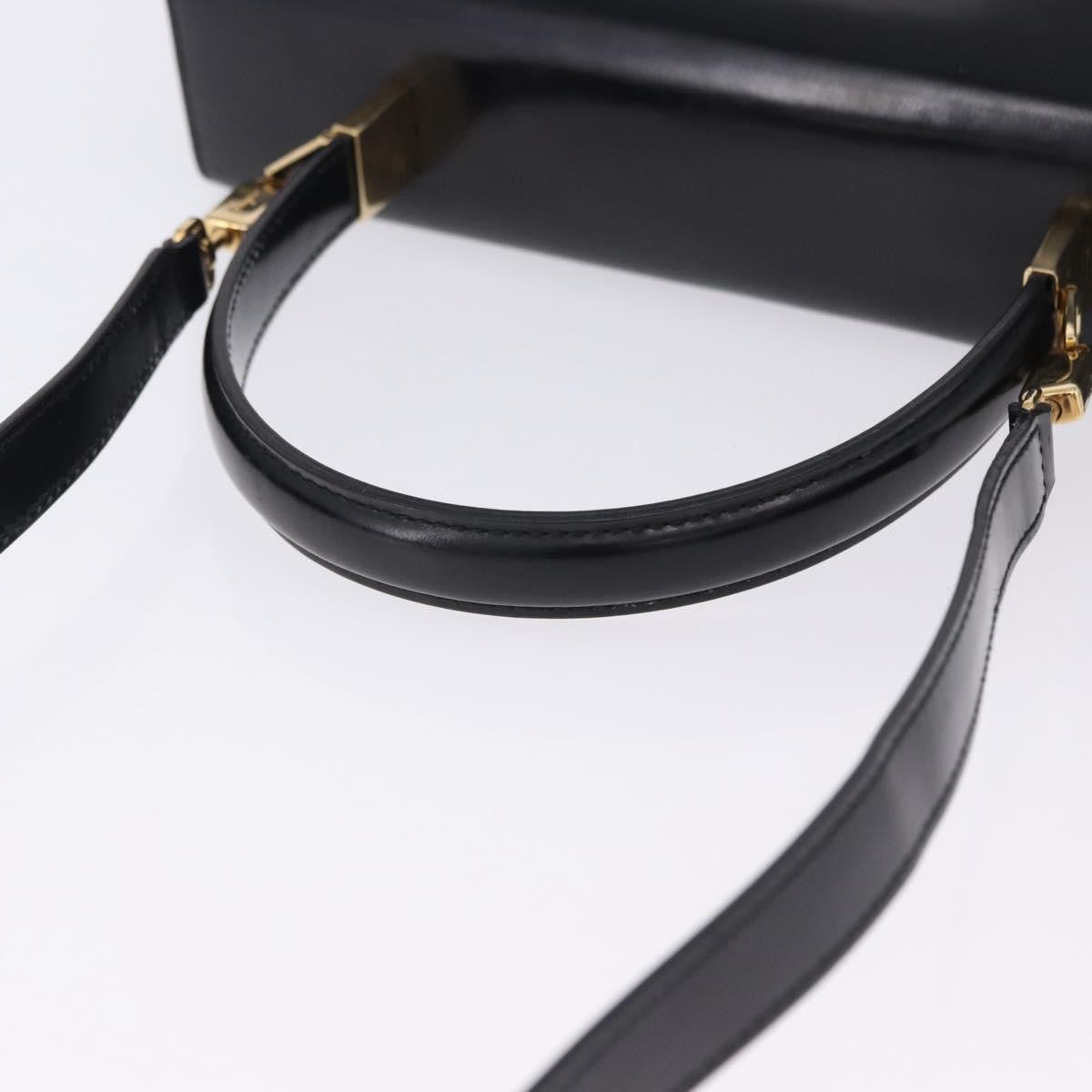 Salvatore Ferragamo Gancini Top Handle Leather Black Patent_Leather Handbag (Pre-Owned)