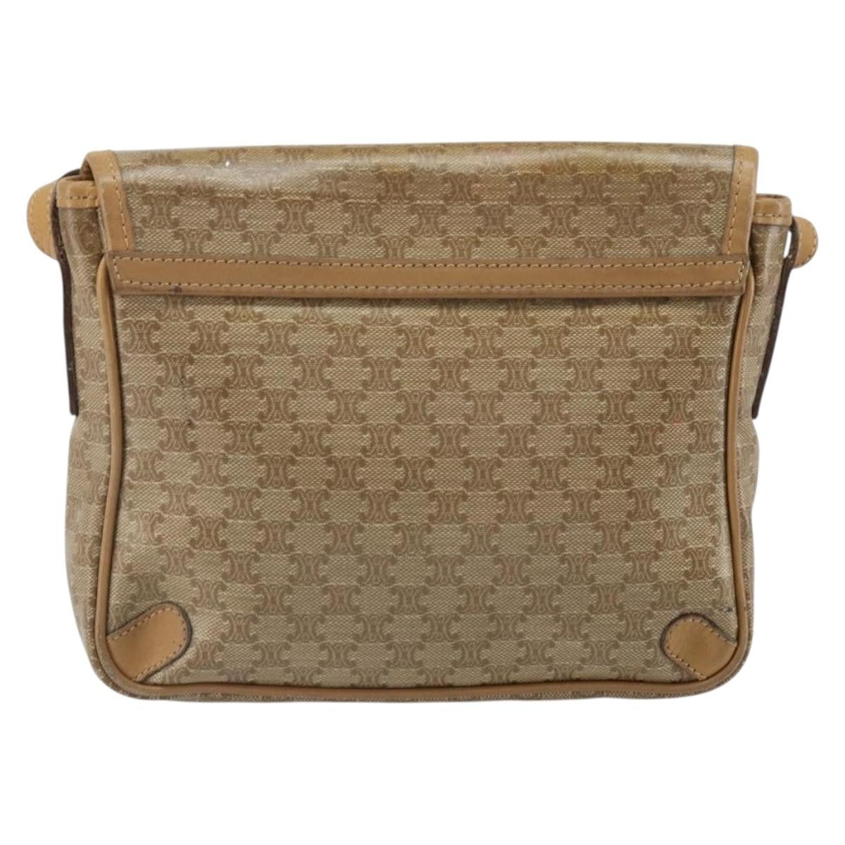 Celine Vintage Macadam Canvas And Leather Beige Canvas Shoulder Bag Bag (Pre-Owned)