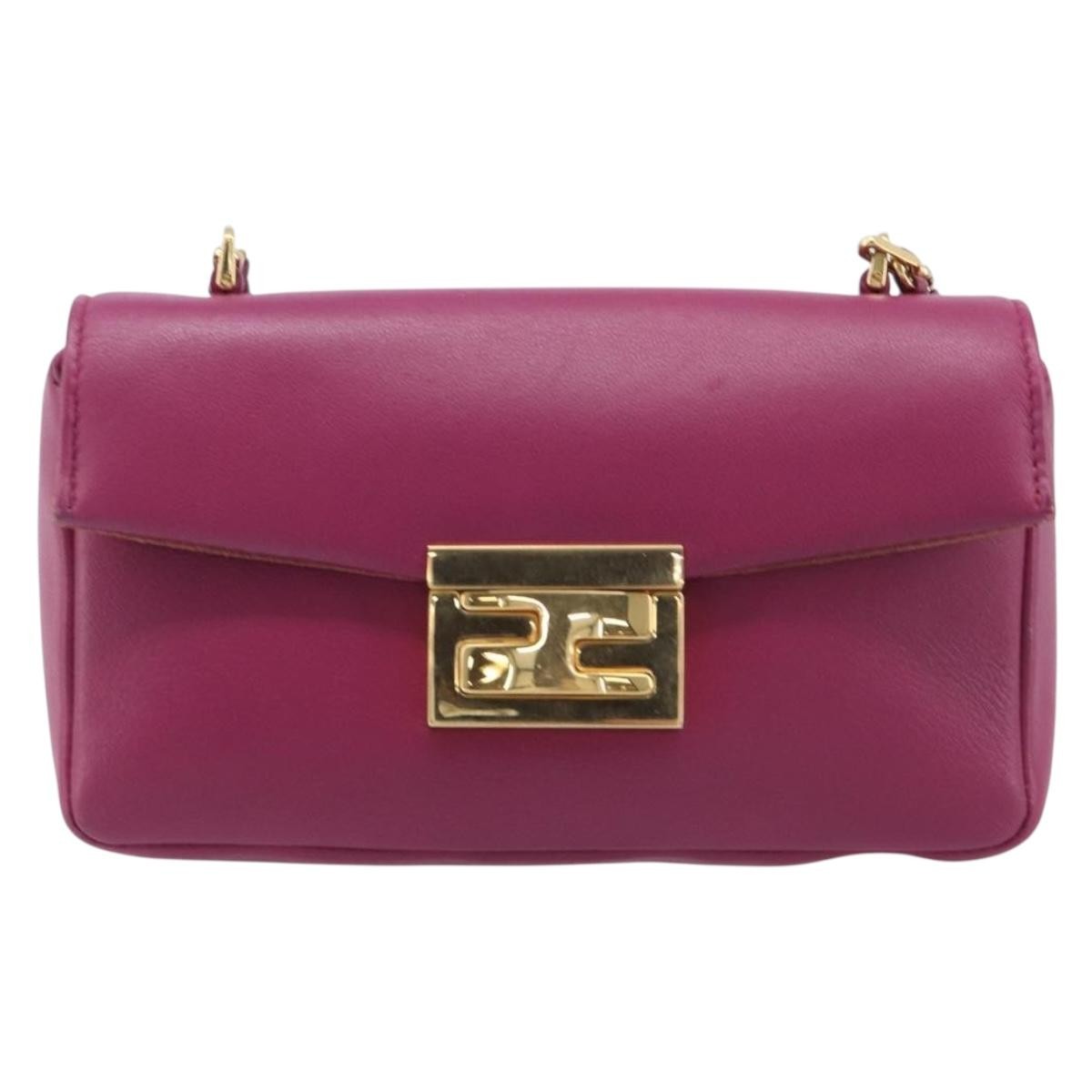 Fendi Be Baguette Flap Leather Pink Leather Handbag (Pre-Owned)