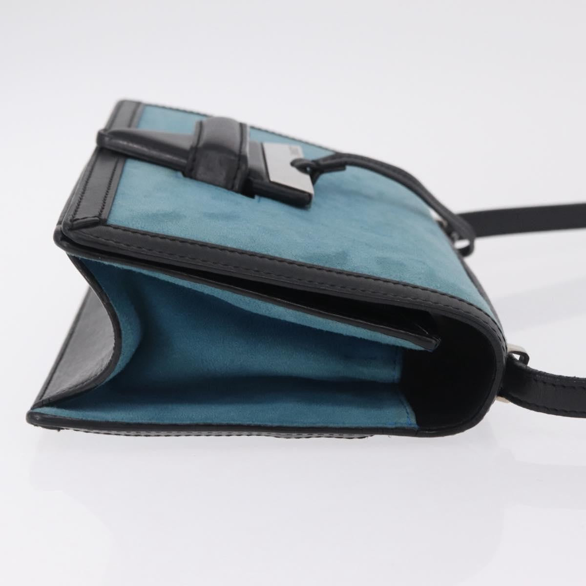 Loewe Barcelona Suede With Leather Blue Suede Shoulder Bag Bag (Pre-Owned)