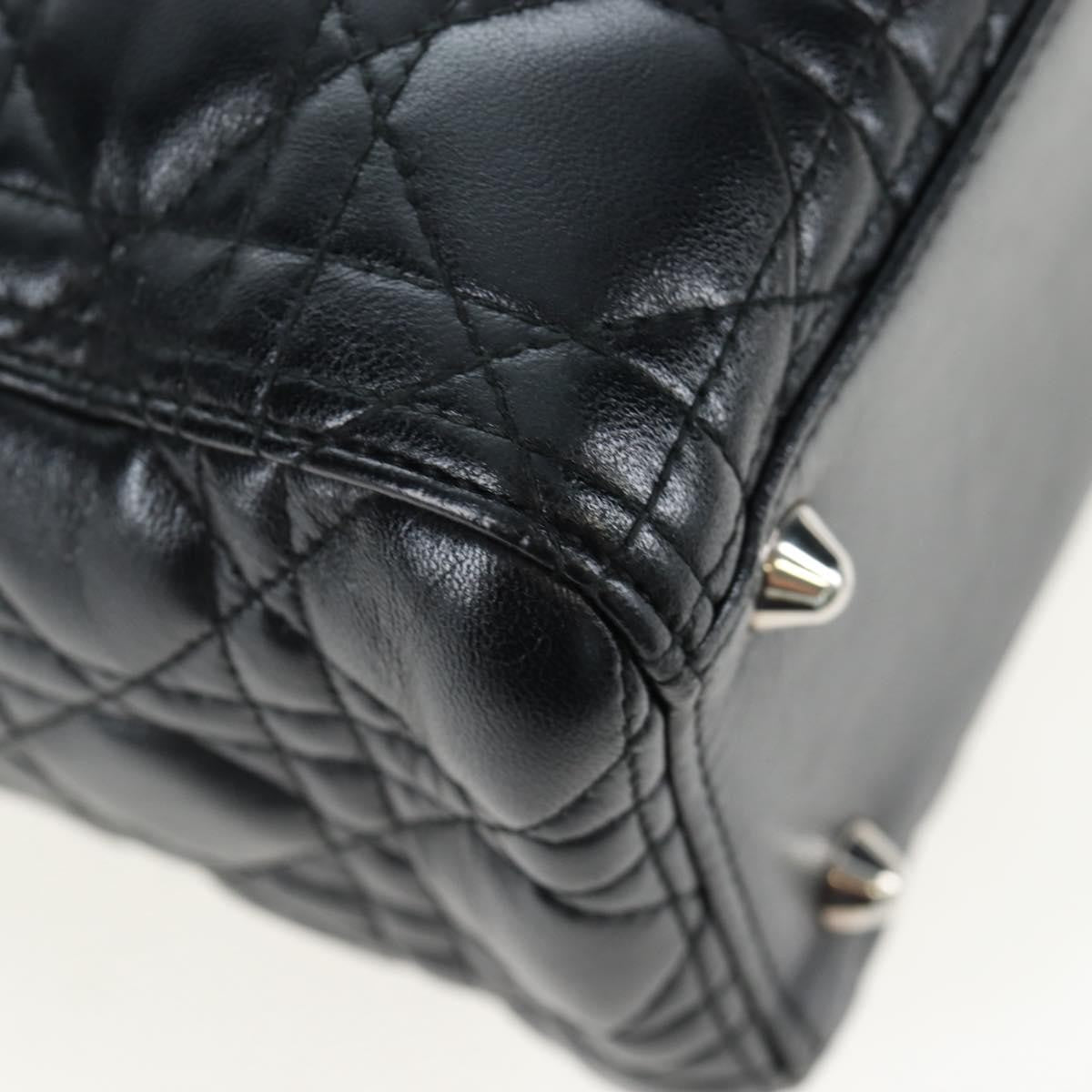 Christian Dior Lady Dior Lambskin Black Leather Handbag (Pre-Owned)