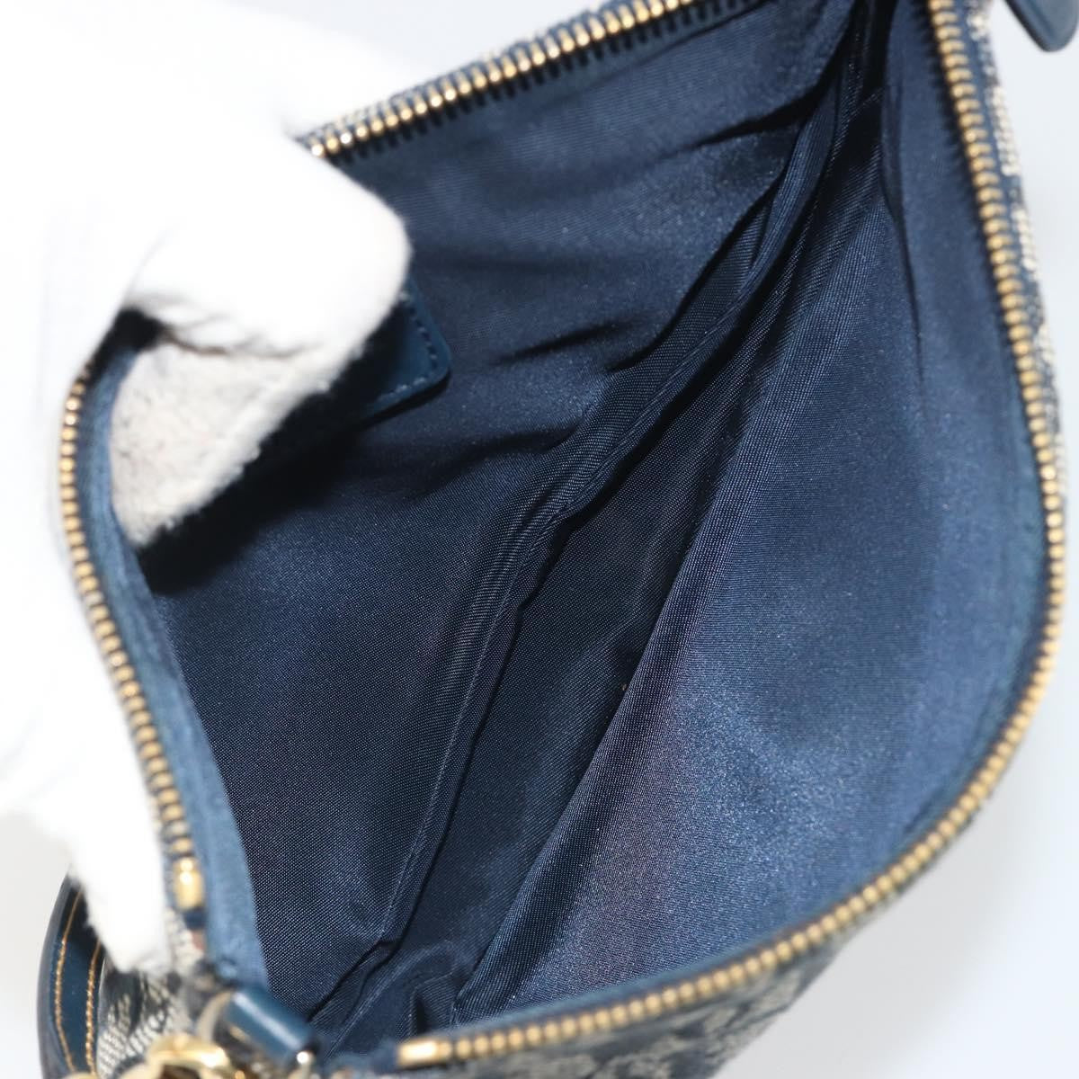 Christian Dior Vintage Saddle Bag Canvas Navy Canvas Clutche & Pouche Bag (Pre-Owned)