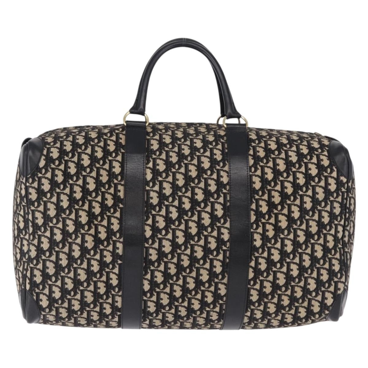 Christian Dior Convertible Boston Oblique Canvas Black Canvas Travel Bag Bag (Pre-Owned)