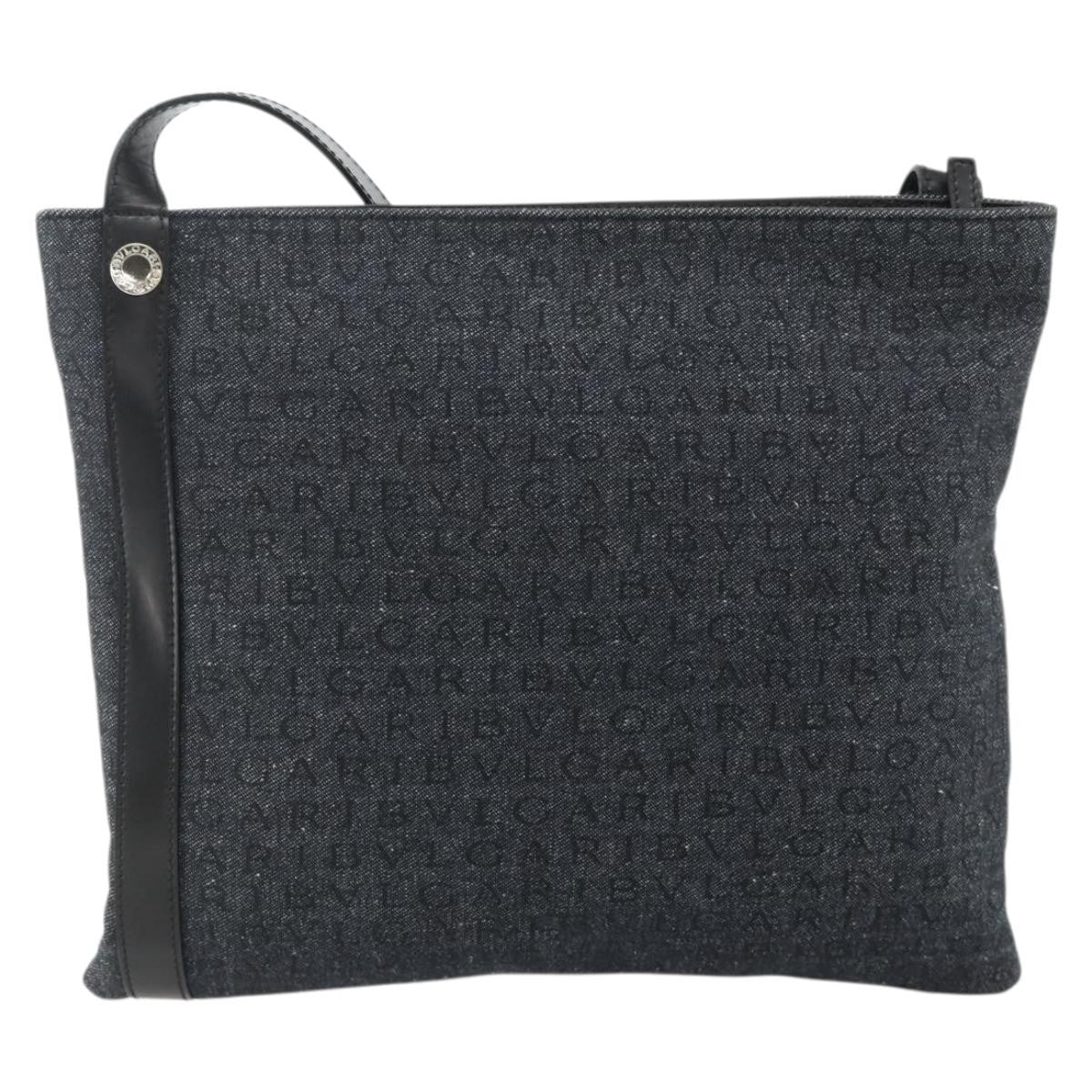 Bvlgari Logomania Canvas Blue Canvas Shoulder Bag Bag (Pre-Owned)
