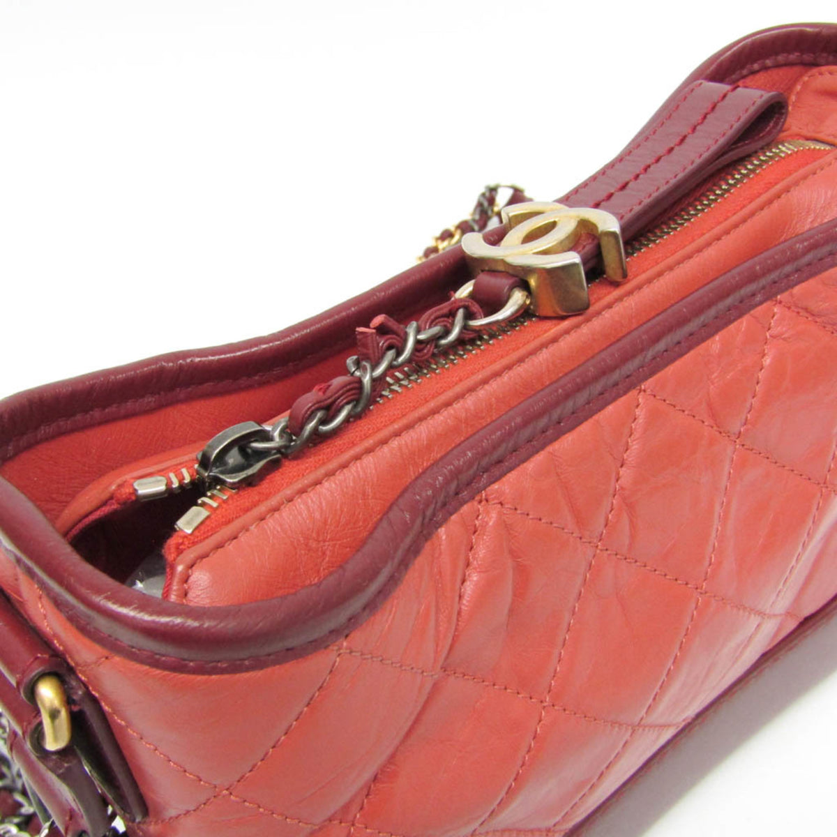Chanel Gabrielle Hobo Quilted Aged Calfskin Pink Leather Shoulder Bag Bag (Pre-Owned)